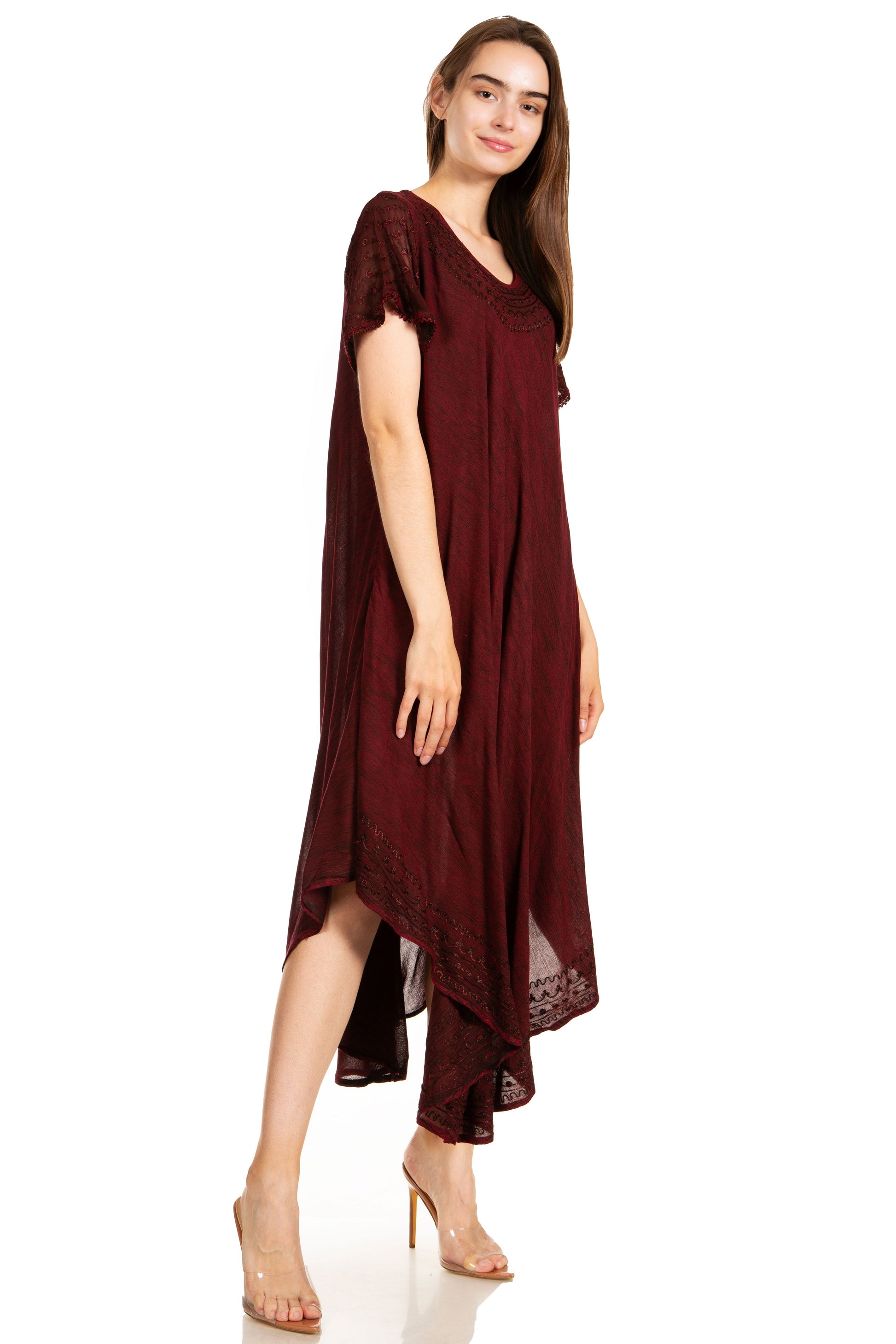 Sakkas Everyday Essentials Cap Sleeve Caftan Dress / Cover Up - Concordia Style Boutique