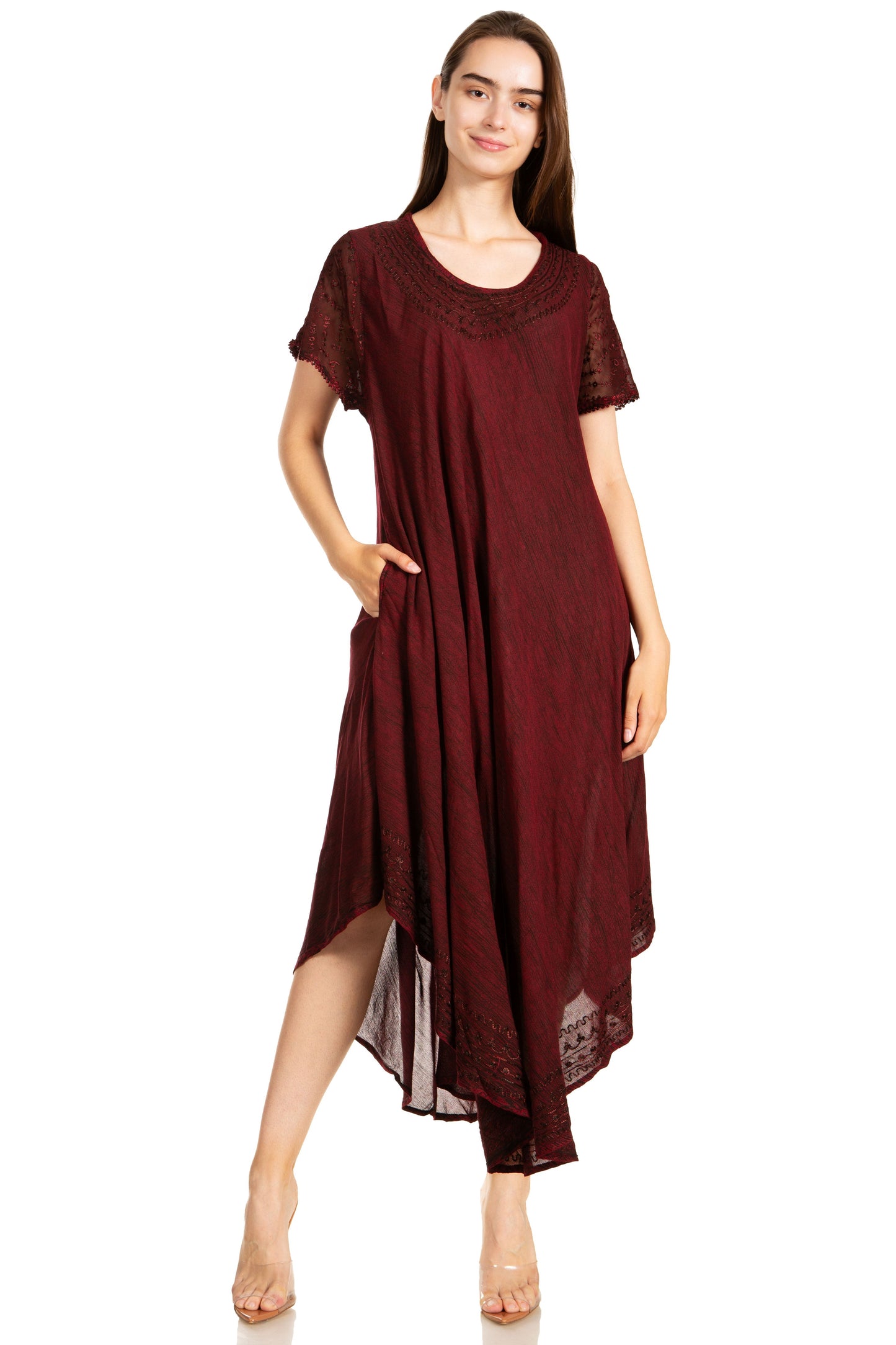 Sakkas Everyday Essentials Cap Sleeve Caftan Dress / Cover Up - Concordia Style Boutique