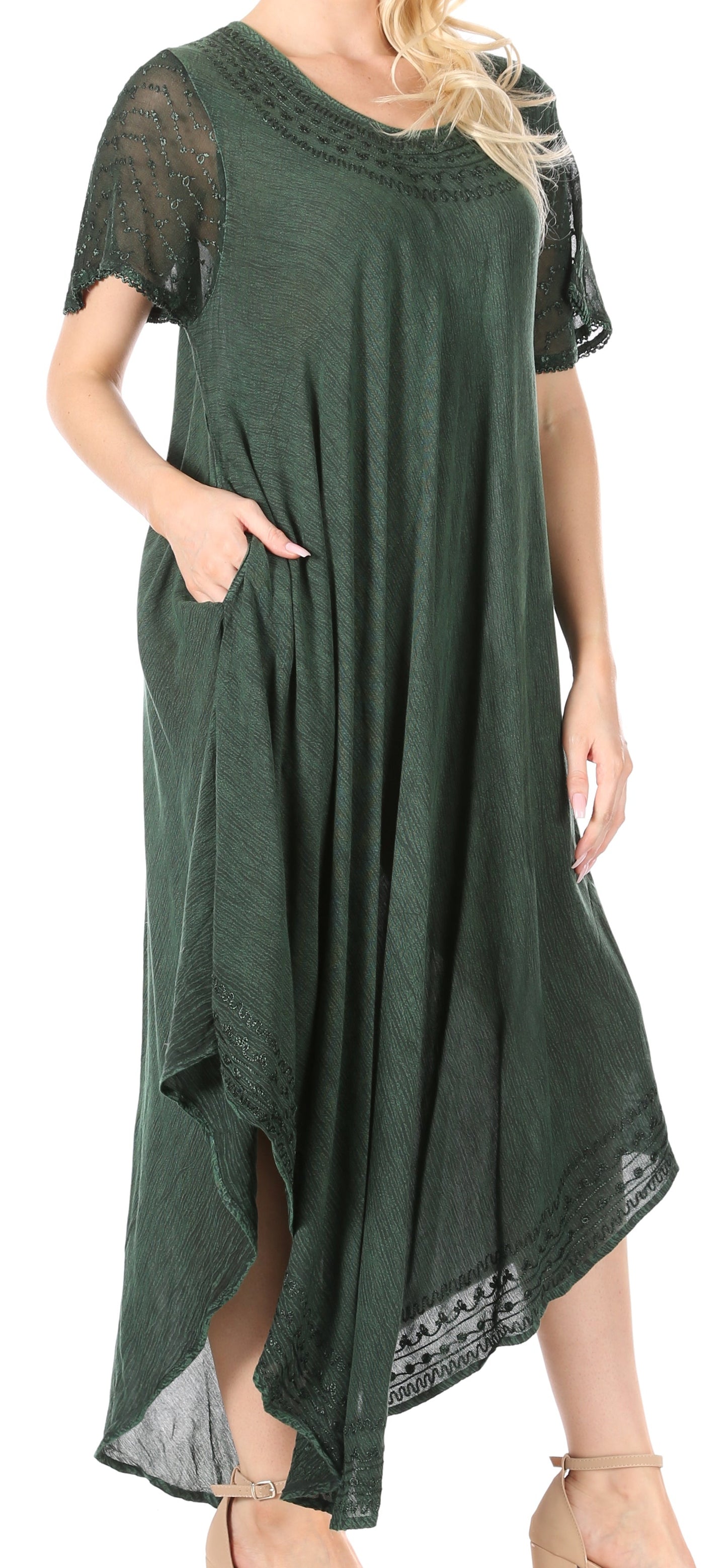 Sakkas Everyday Essentials Cap Sleeve Caftan Dress / Cover Up - Concordia Style Boutique