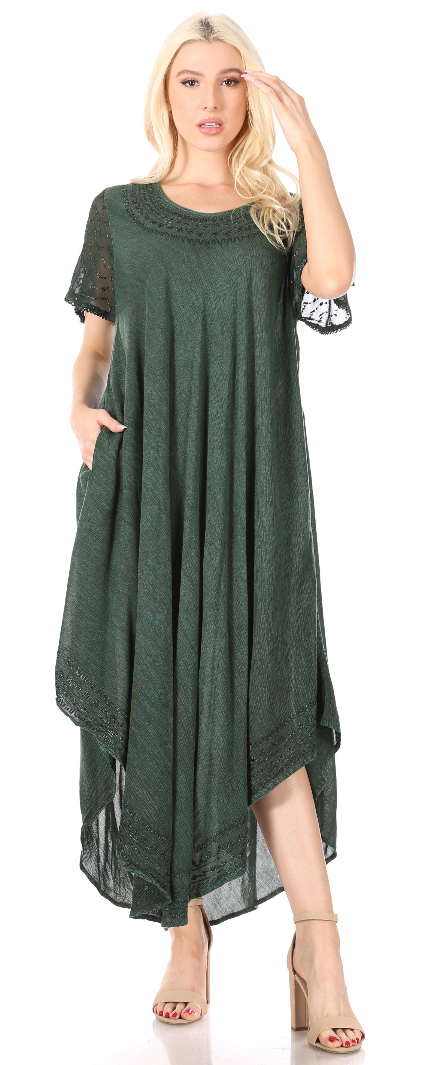 Sakkas Everyday Essentials Cap Sleeve Caftan Dress / Cover Up - Concordia Style Boutique