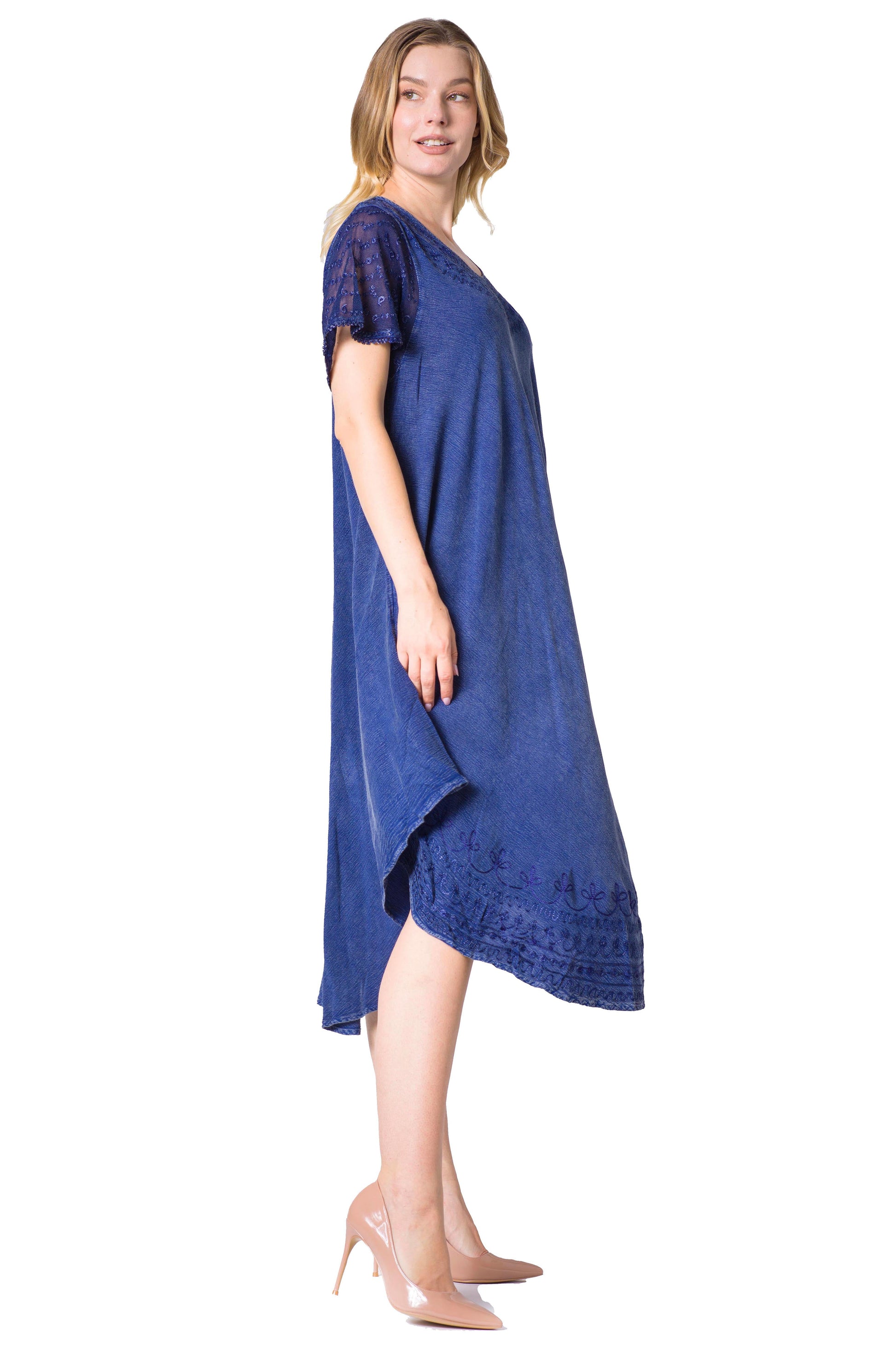 Sakkas Everyday Essentials Cap Sleeve Caftan Dress / Cover Up - Concordia Style Boutique