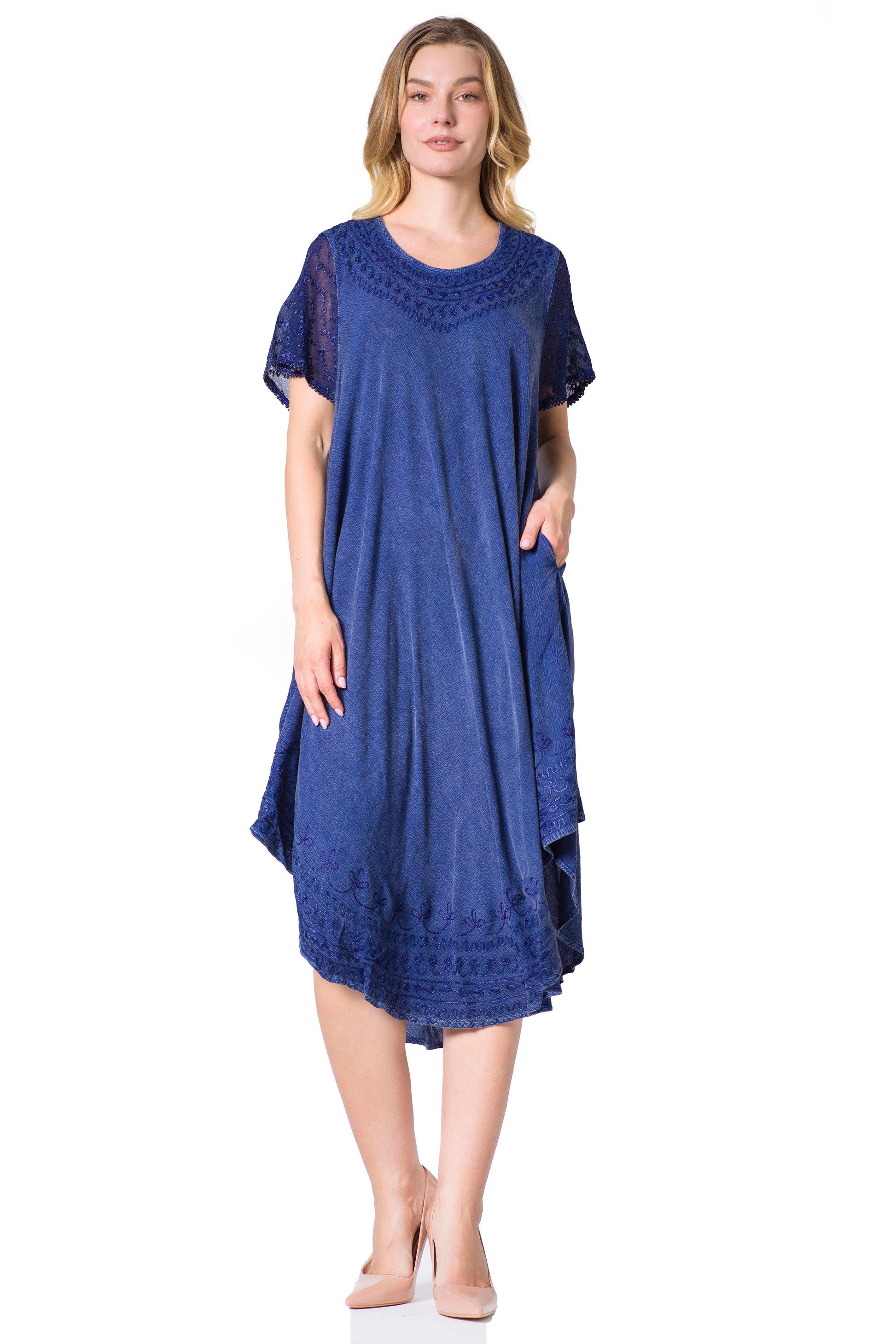 Sakkas Everyday Essentials Cap Sleeve Caftan Dress / Cover Up - Concordia Style Boutique