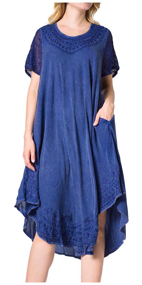 Sakkas Everyday Essentials Cap Sleeve Caftan Dress / Cover Up - Concordia Style Boutique