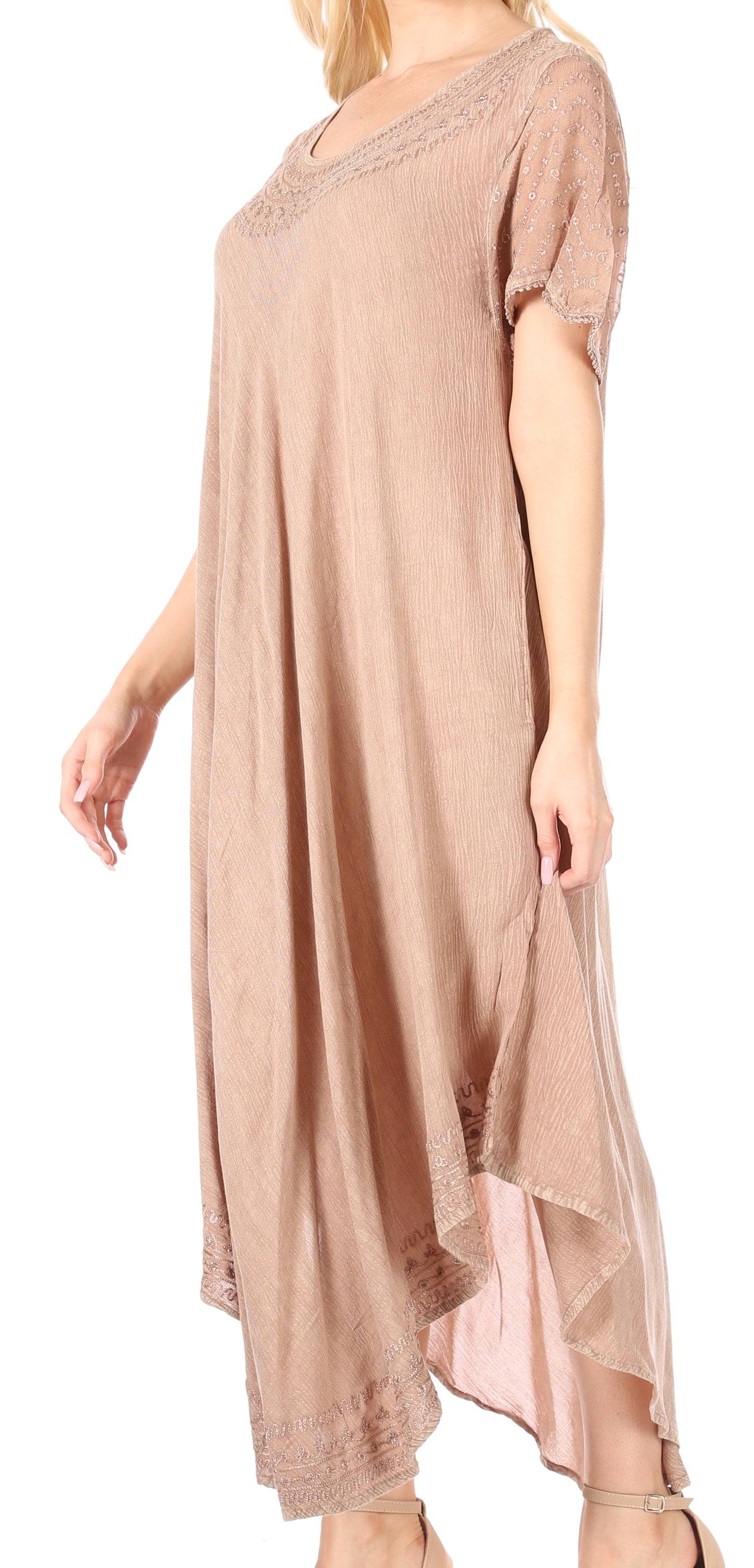 Sakkas Everyday Essentials Cap Sleeve Caftan Dress / Cover Up - Concordia Style Boutique