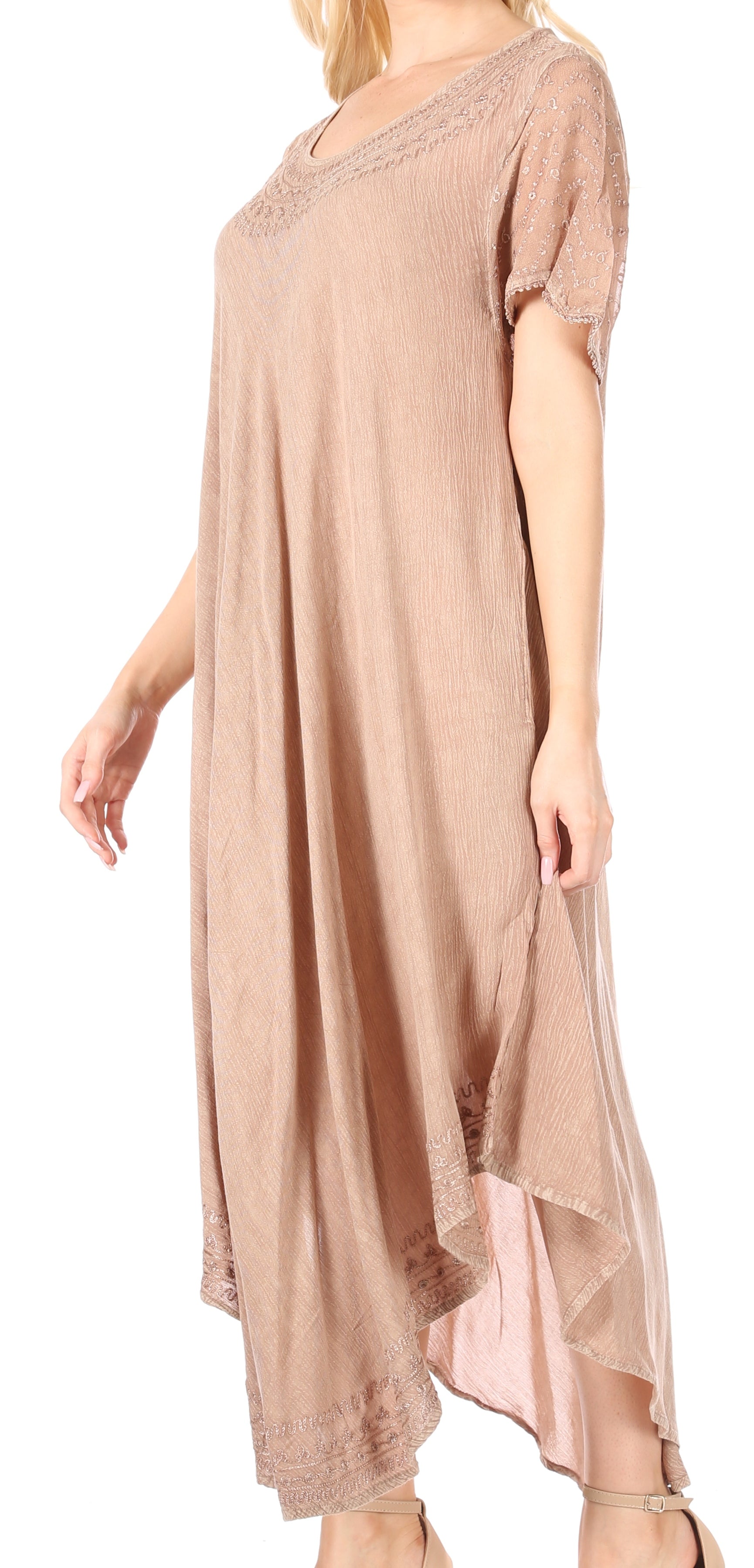 Sakkas Everyday Essentials Cap Sleeve Caftan Dress / Cover Up - Concordia Style Boutique