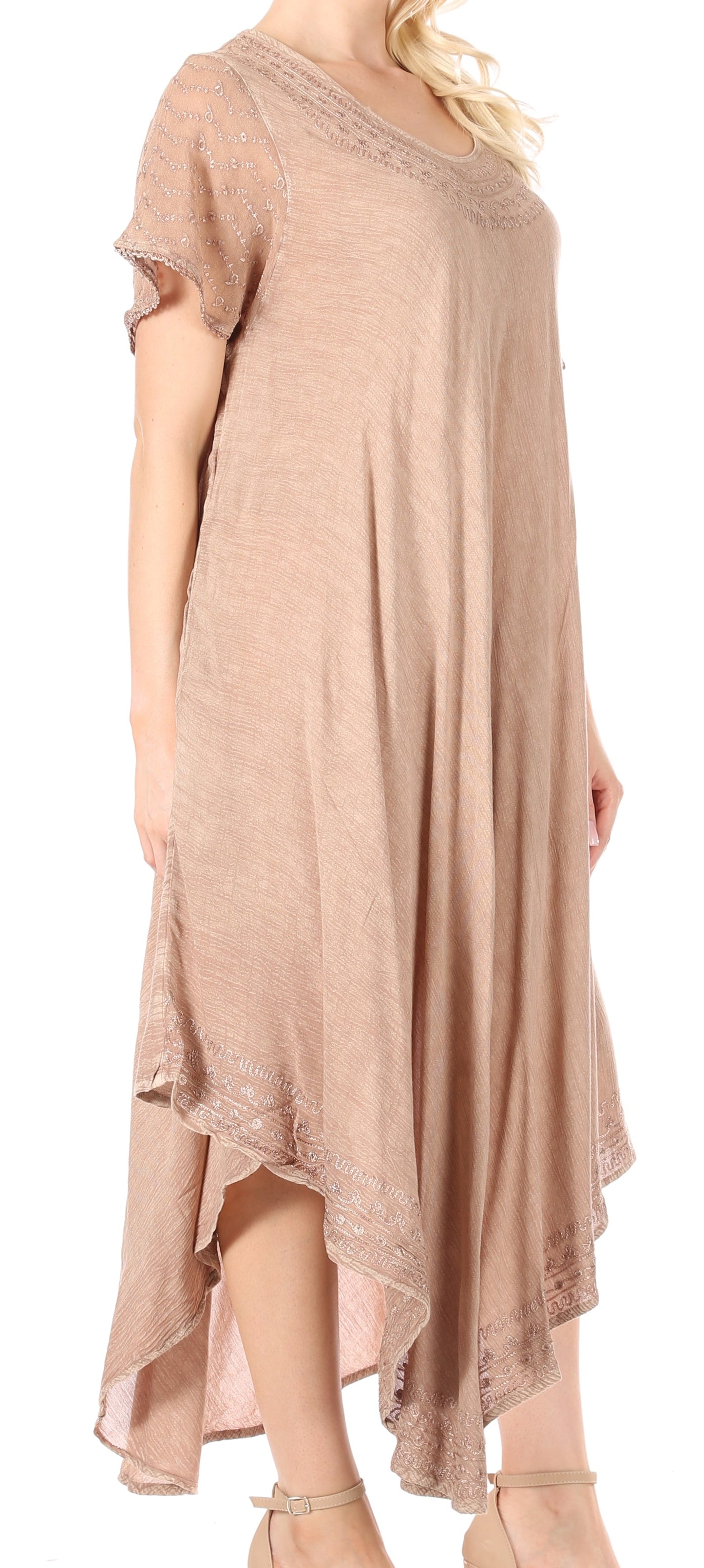 Sakkas Everyday Essentials Cap Sleeve Caftan Dress / Cover Up - Concordia Style Boutique