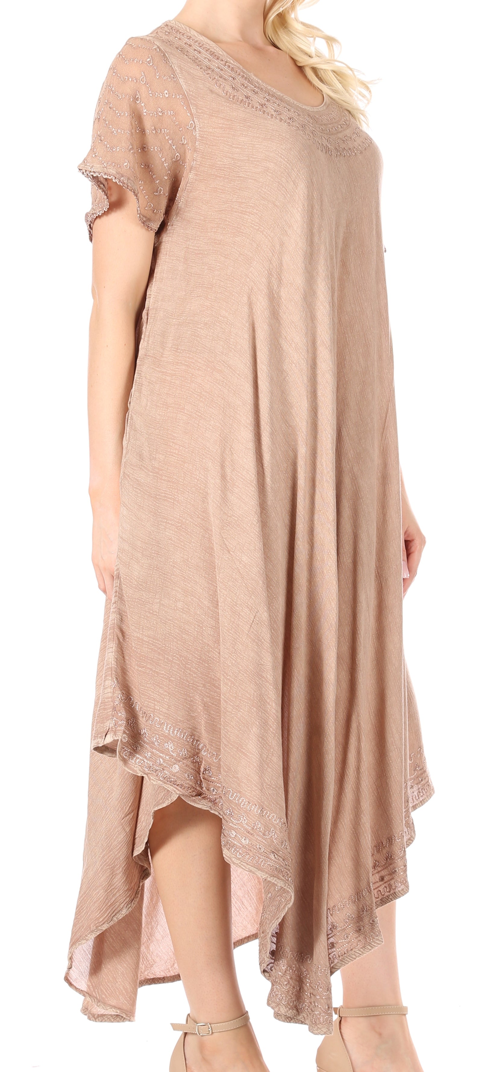 Sakkas Everyday Essentials Cap Sleeve Caftan Dress / Cover Up - Concordia Style Boutique