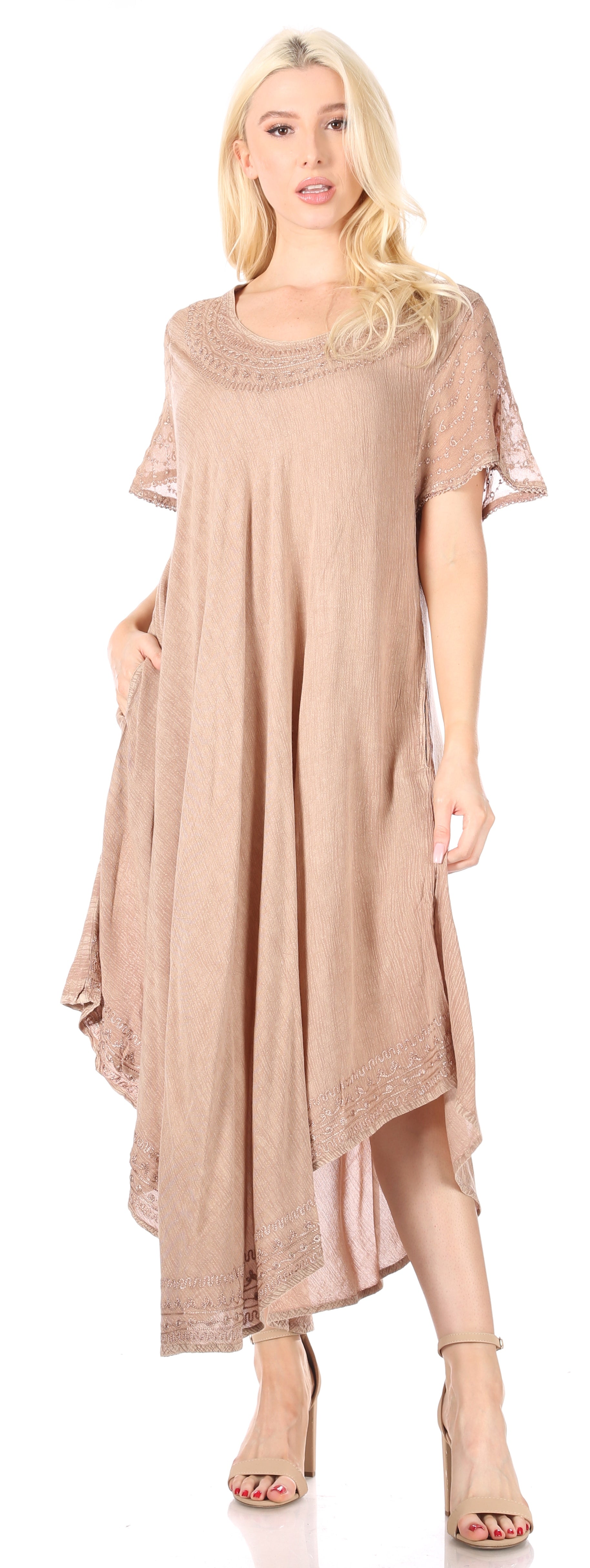 Sakkas Everyday Essentials Cap Sleeve Caftan Dress / Cover Up - Concordia Style Boutique