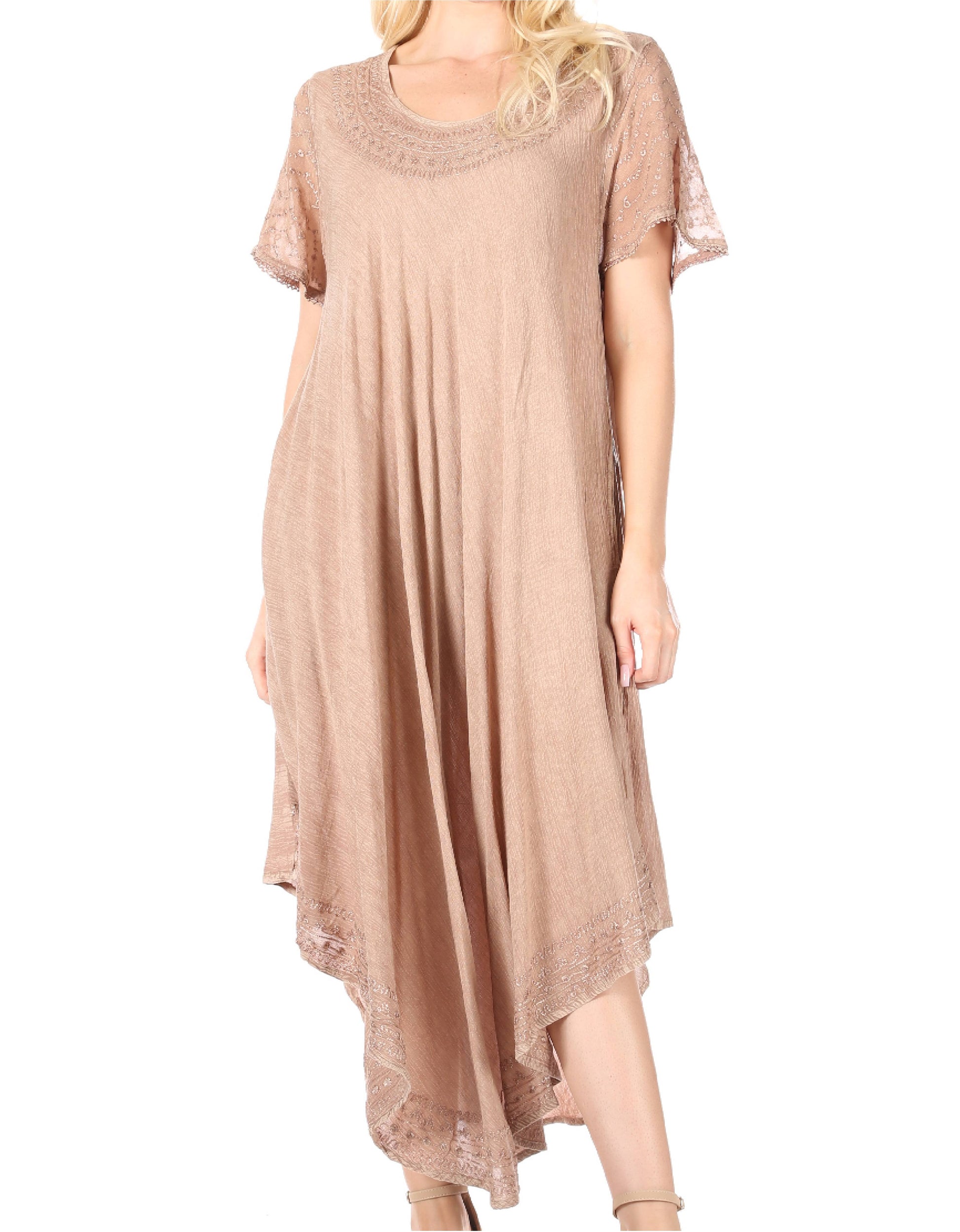 Sakkas Everyday Essentials Cap Sleeve Caftan Dress / Cover Up - Concordia Style Boutique