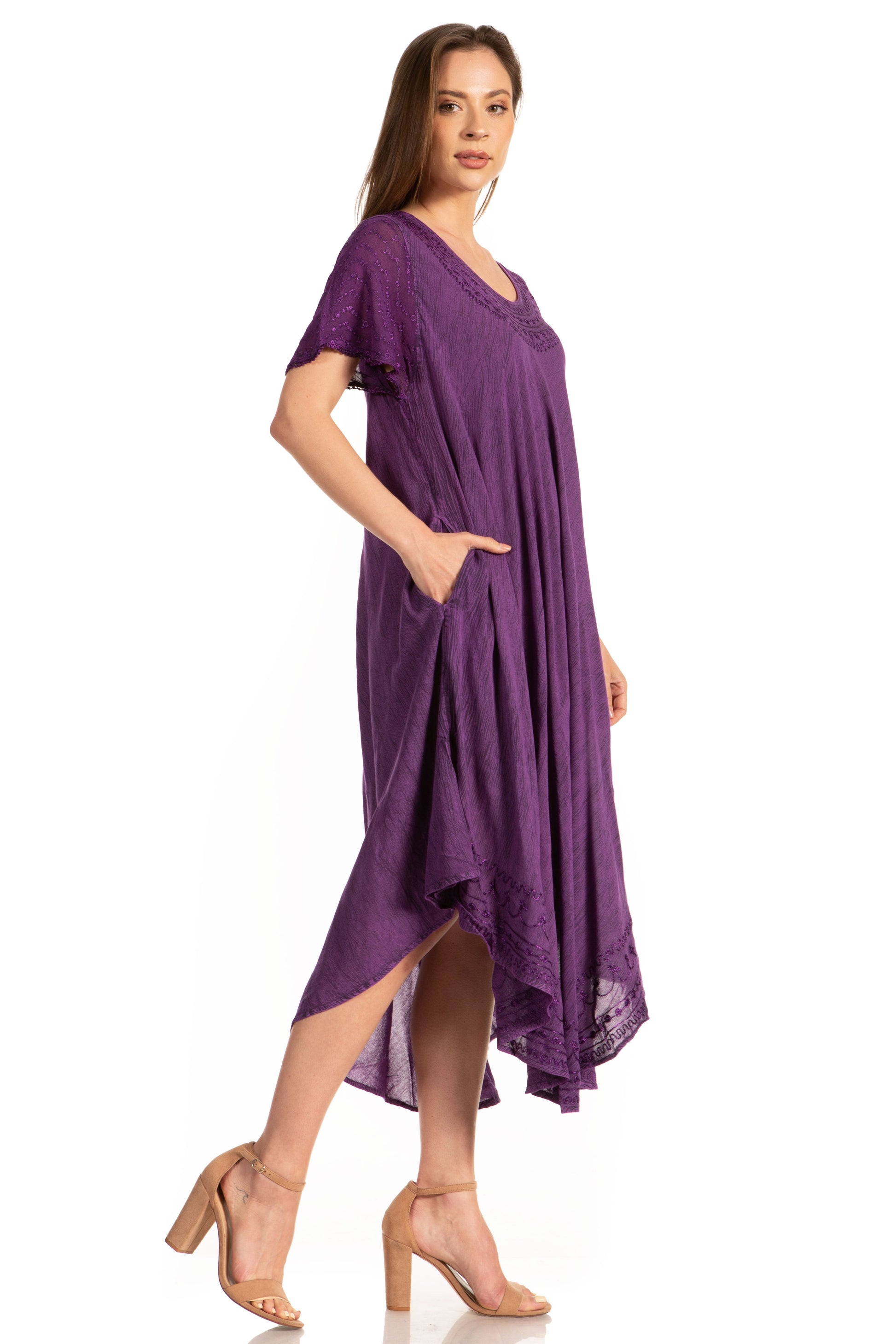 Sakkas Everyday Essentials Cap Sleeve Caftan Dress / Cover Up - Concordia Style Boutique