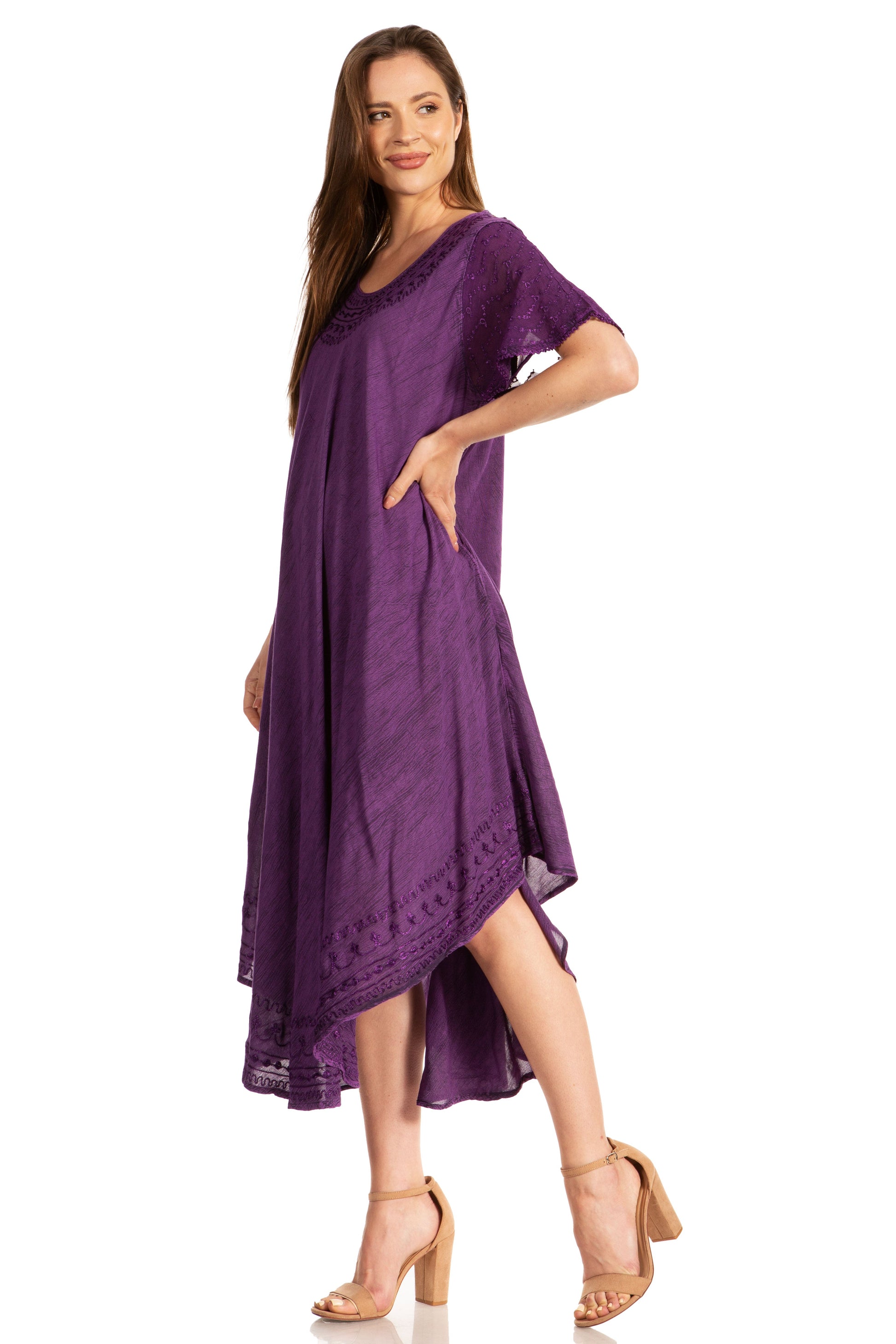 Sakkas Everyday Essentials Cap Sleeve Caftan Dress / Cover Up - Concordia Style Boutique
