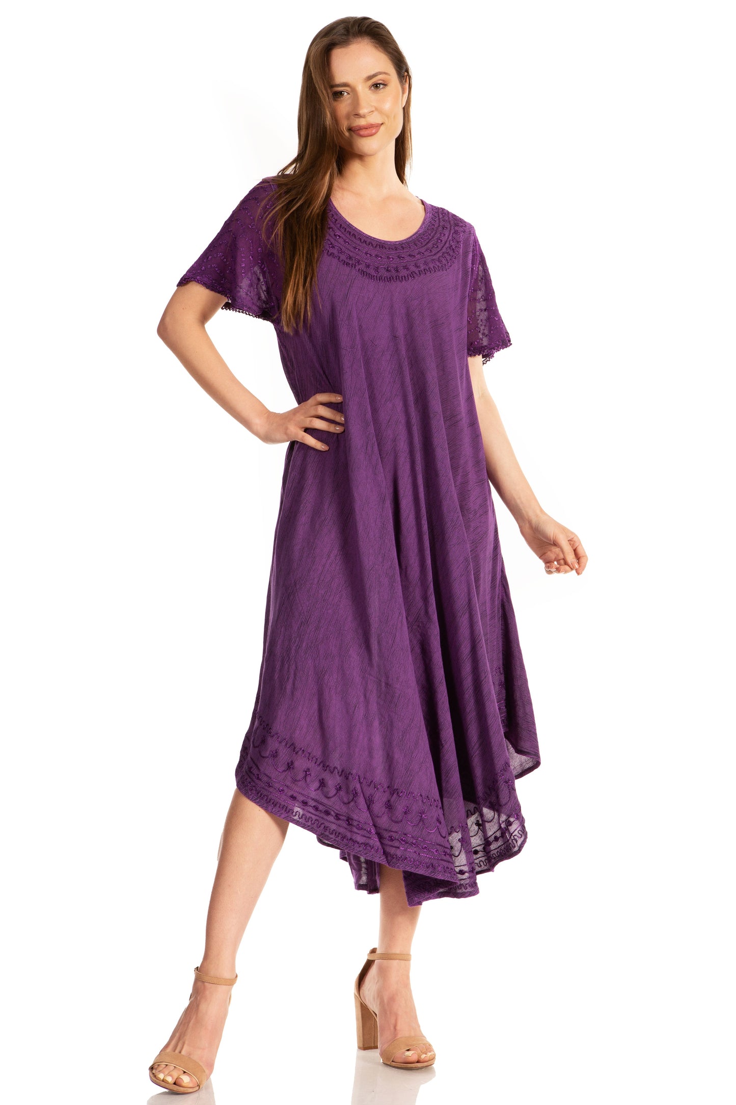 Sakkas Everyday Essentials Cap Sleeve Caftan Dress / Cover Up - Concordia Style Boutique