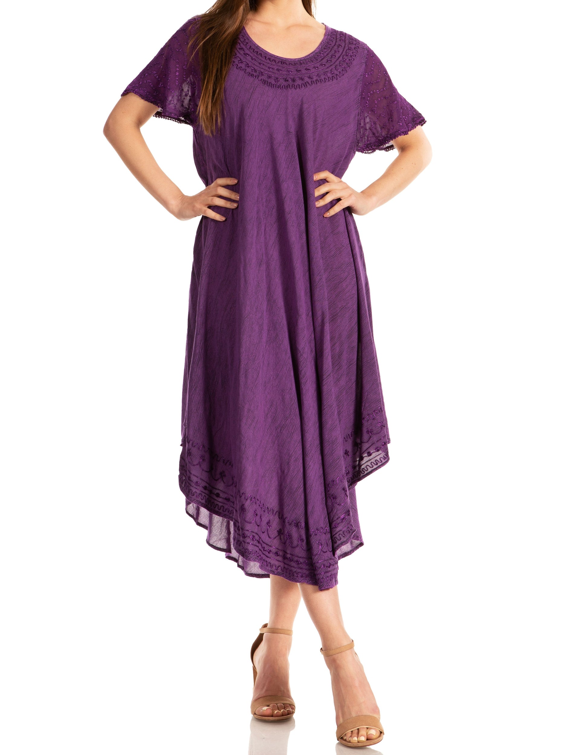 Sakkas Everyday Essentials Cap Sleeve Caftan Dress / Cover Up - Concordia Style Boutique