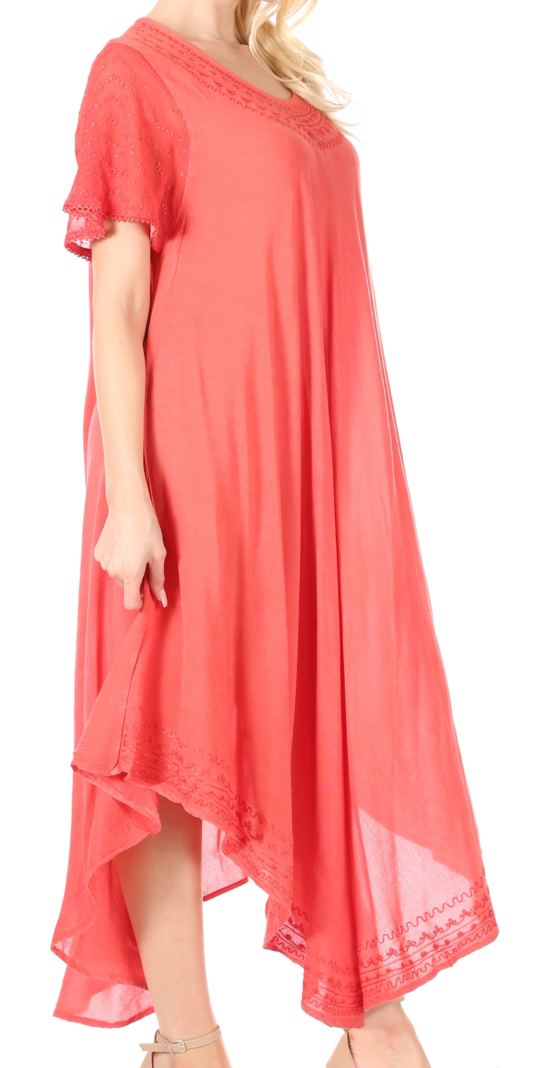 Sakkas Everyday Essentials Cap Sleeve Caftan Dress / Cover Up - Concordia Style Boutique