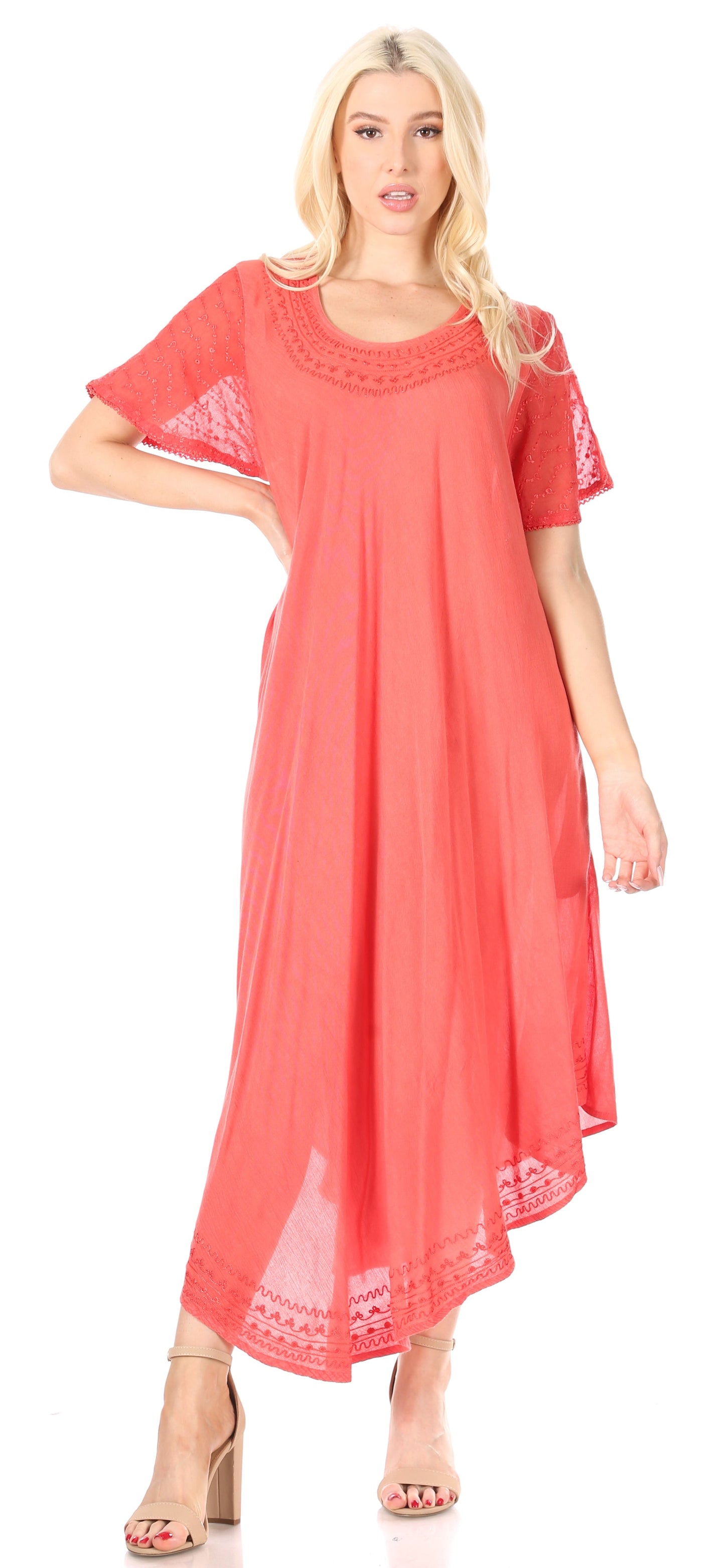Sakkas Everyday Essentials Cap Sleeve Caftan Dress / Cover Up - Concordia Style Boutique