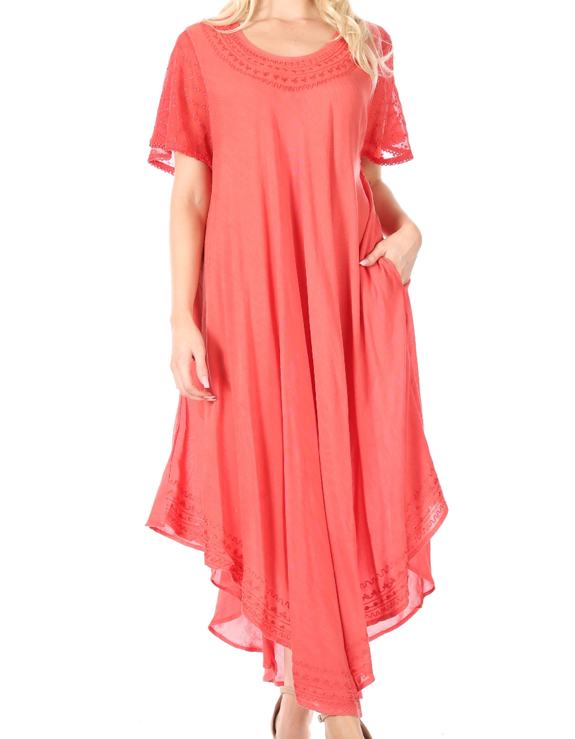 Sakkas Everyday Essentials Cap Sleeve Caftan Dress / Cover Up - Concordia Style Boutique