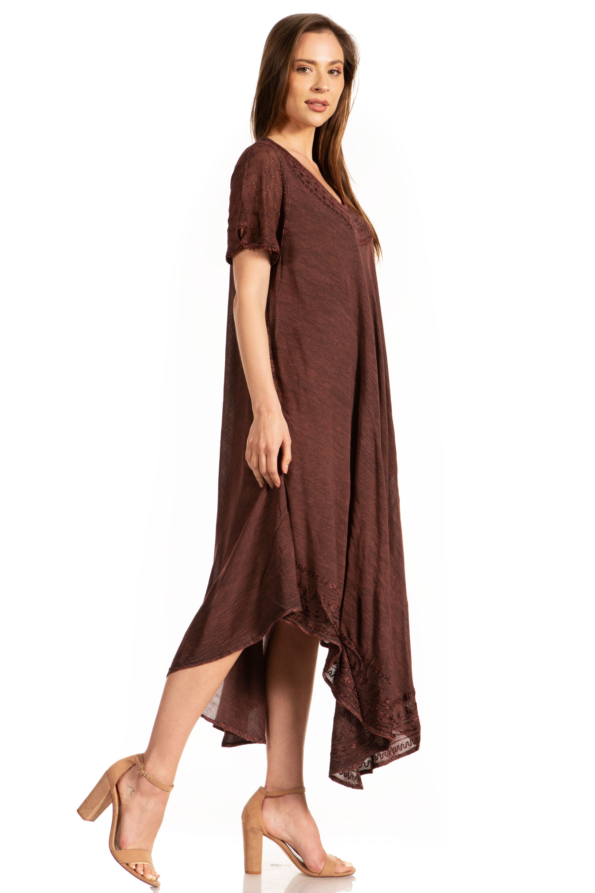 Sakkas Everyday Essentials Cap Sleeve Caftan Dress / Cover Up - Concordia Style Boutique
