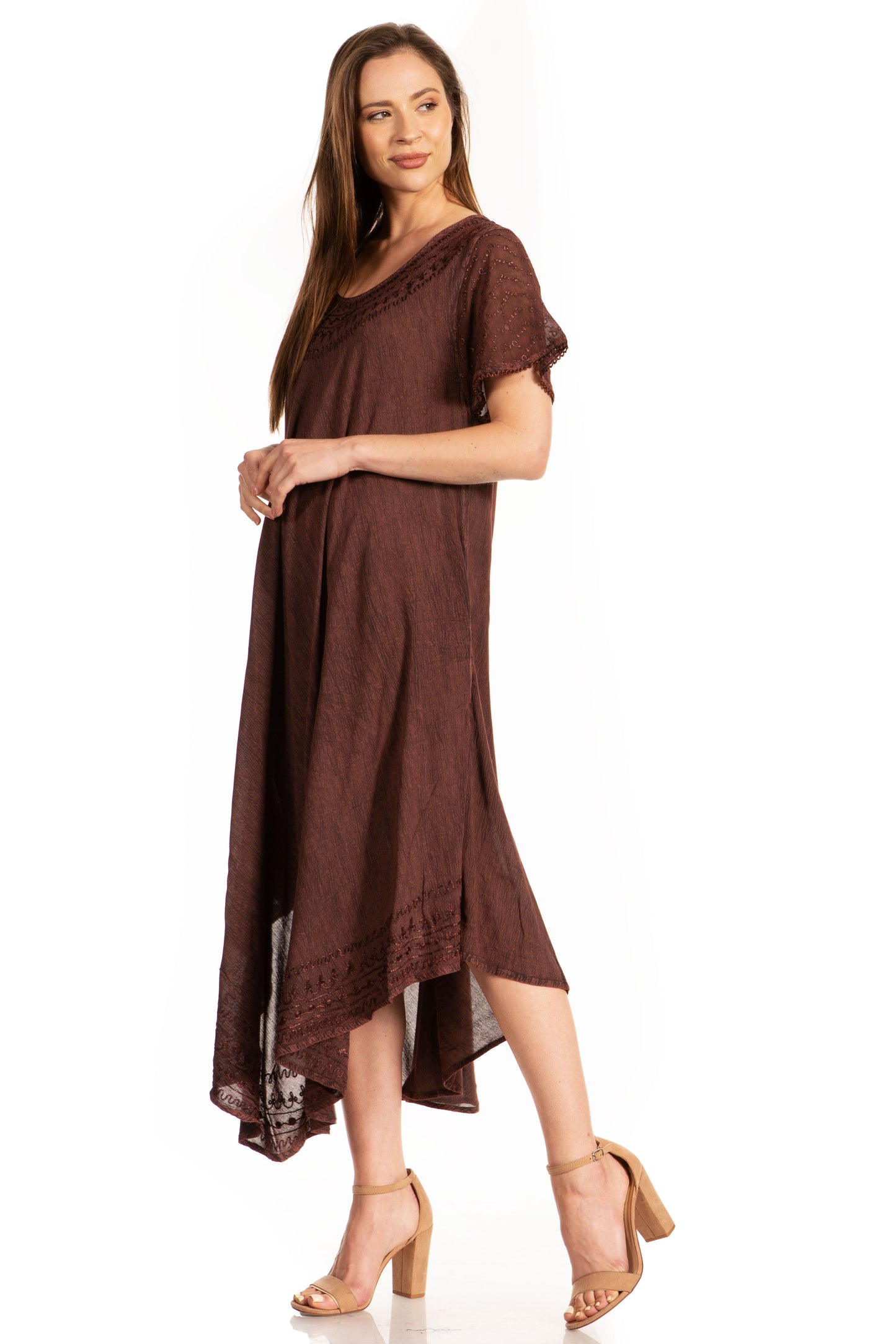 Sakkas Everyday Essentials Cap Sleeve Caftan Dress / Cover Up - Concordia Style Boutique