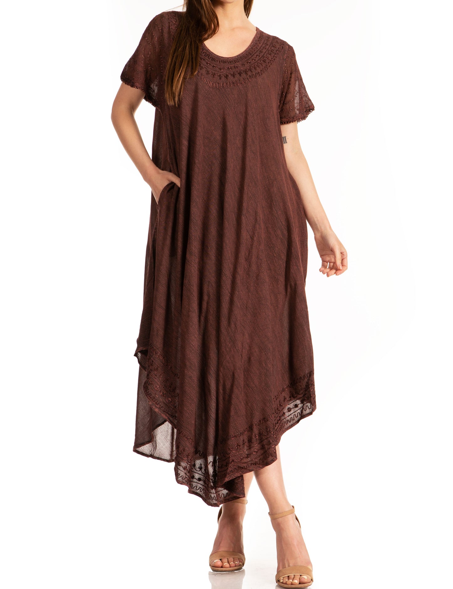 Sakkas Everyday Essentials Cap Sleeve Caftan Dress / Cover Up - Concordia Style Boutique