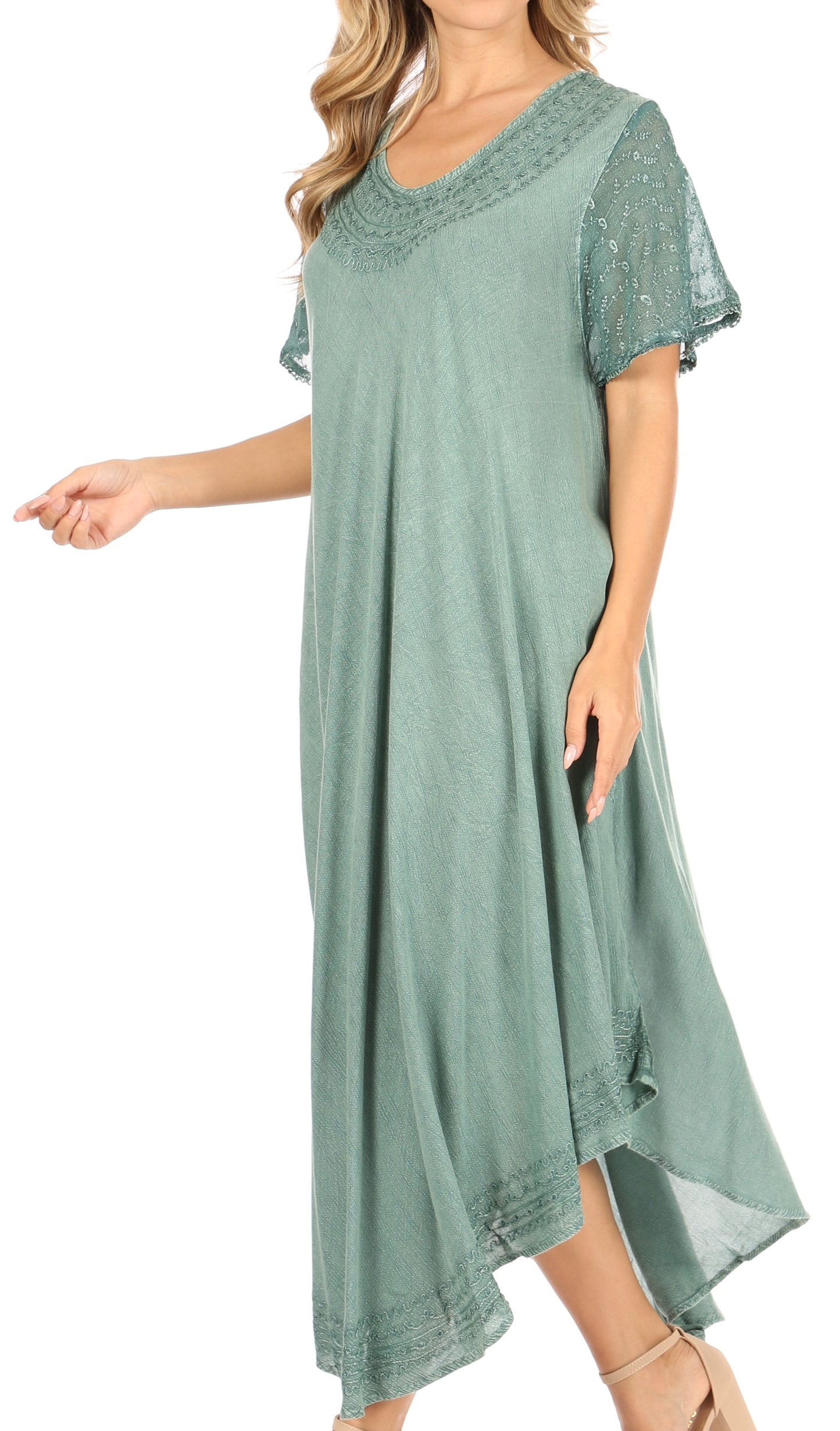 Sakkas Everyday Essentials Cap Sleeve Caftan Dress / Cover Up - Concordia Style Boutique