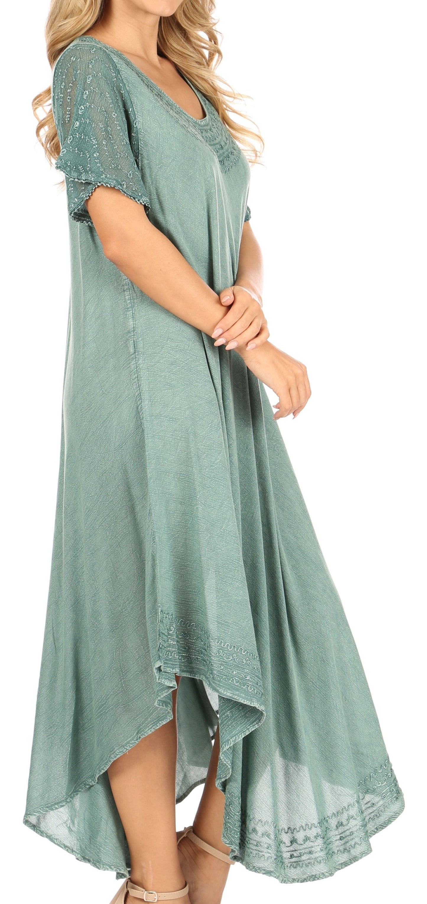 Sakkas Everyday Essentials Cap Sleeve Caftan Dress / Cover Up - Concordia Style Boutique