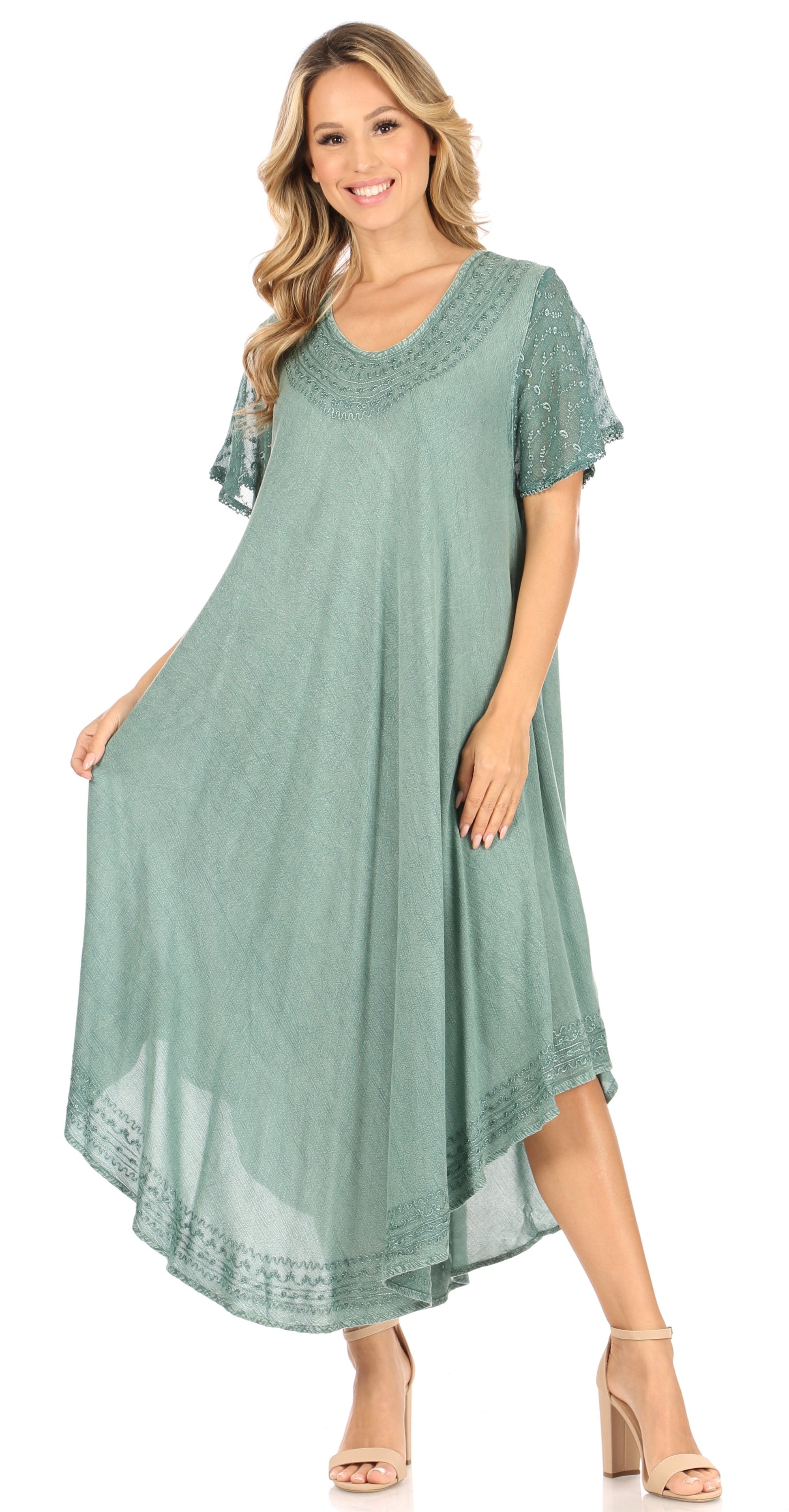 Sakkas Everyday Essentials Cap Sleeve Caftan Dress / Cover Up - Concordia Style Boutique
