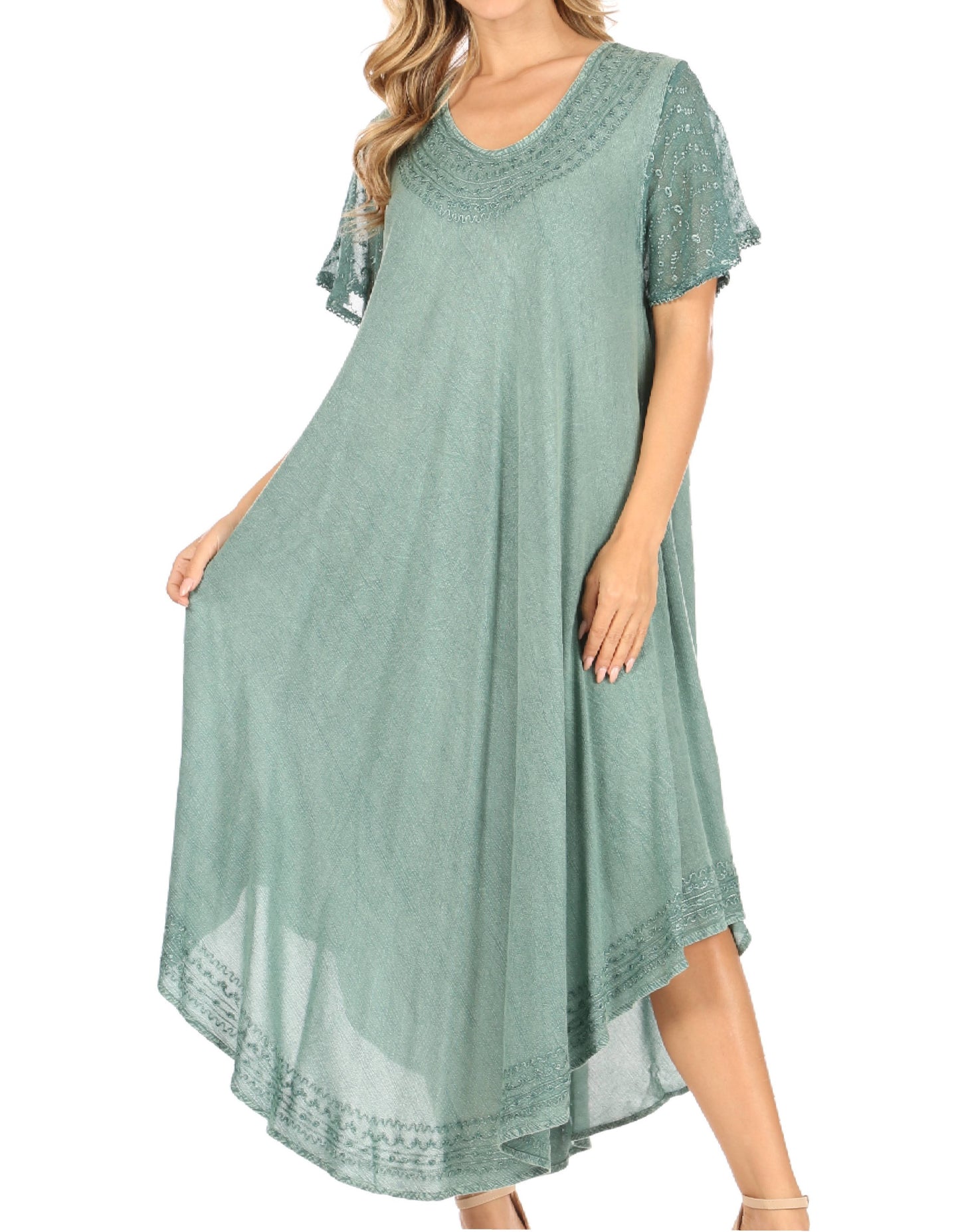 Sakkas Everyday Essentials Cap Sleeve Caftan Dress / Cover Up - Concordia Style Boutique