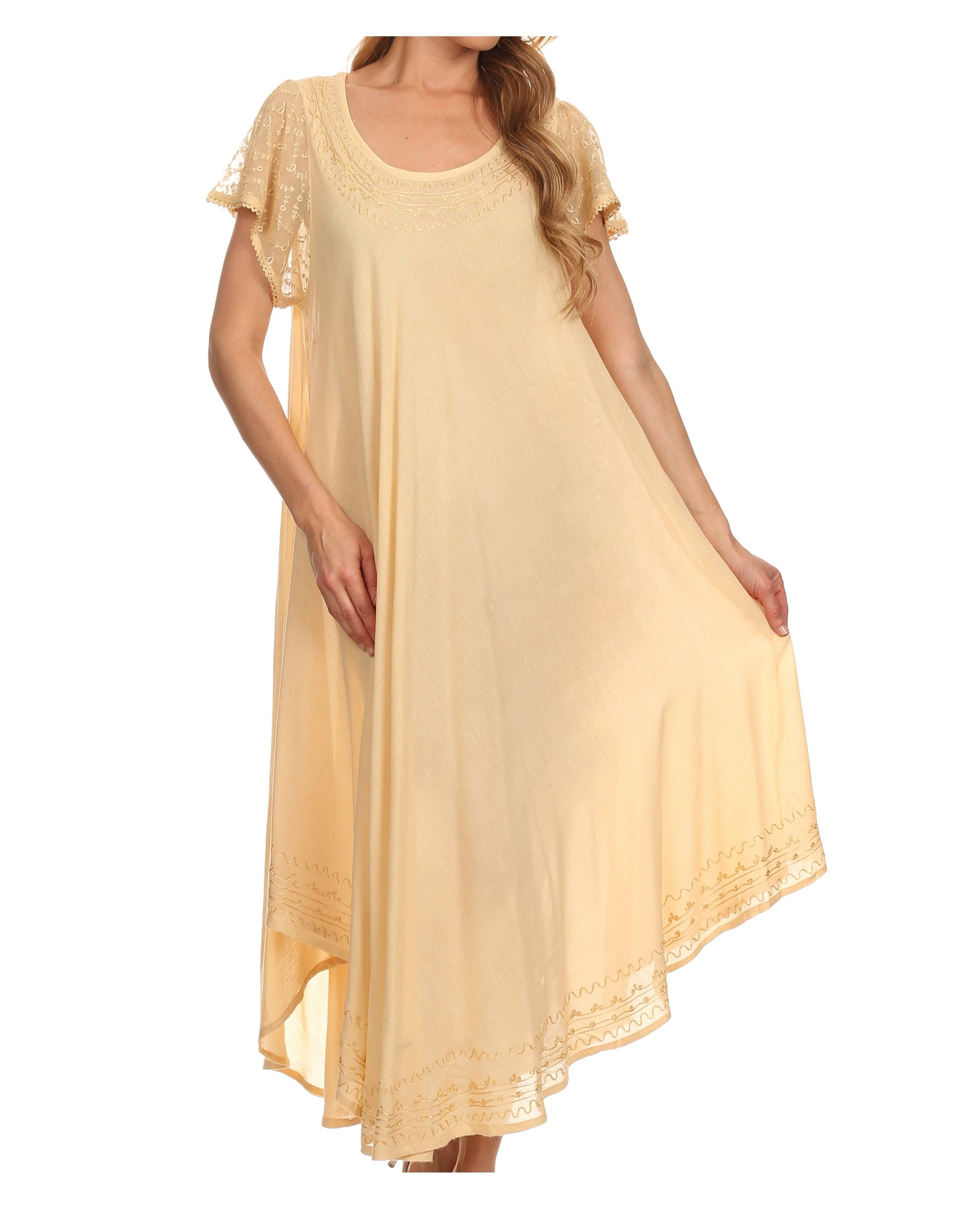 Sakkas Everyday Essentials Cap Sleeve Caftan Dress / Cover Up - Concordia Style Boutique