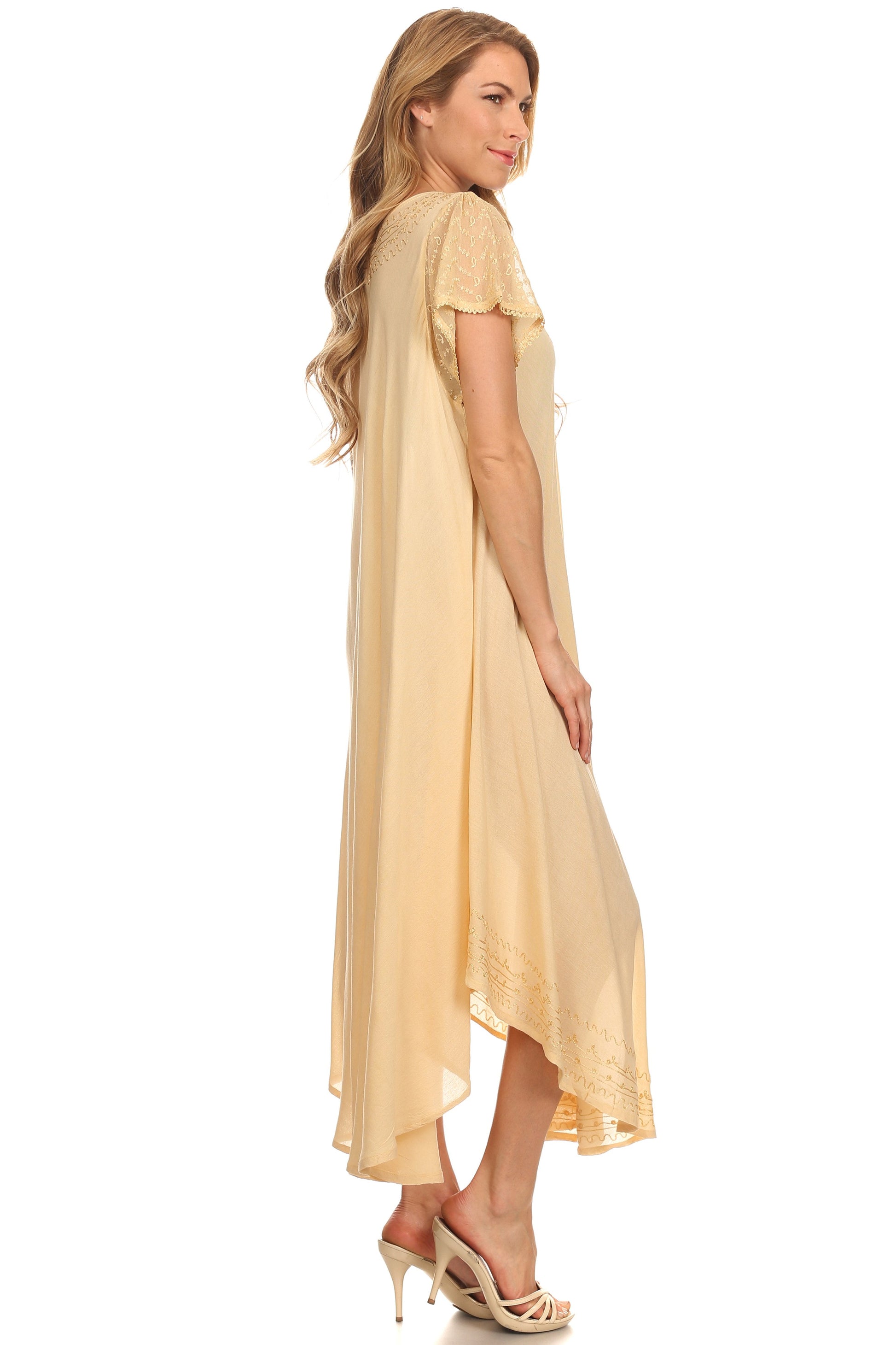 Sakkas Everyday Essentials Cap Sleeve Caftan Dress / Cover Up - Concordia Style Boutique