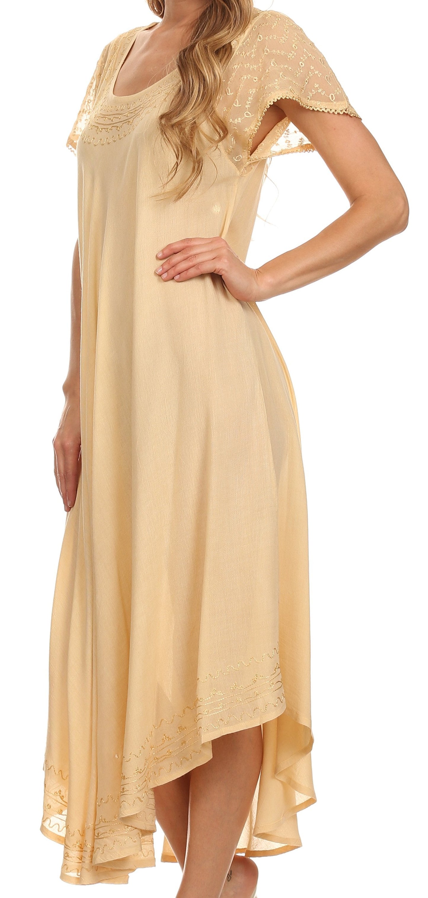 Sakkas Everyday Essentials Cap Sleeve Caftan Dress / Cover Up - Concordia Style Boutique
