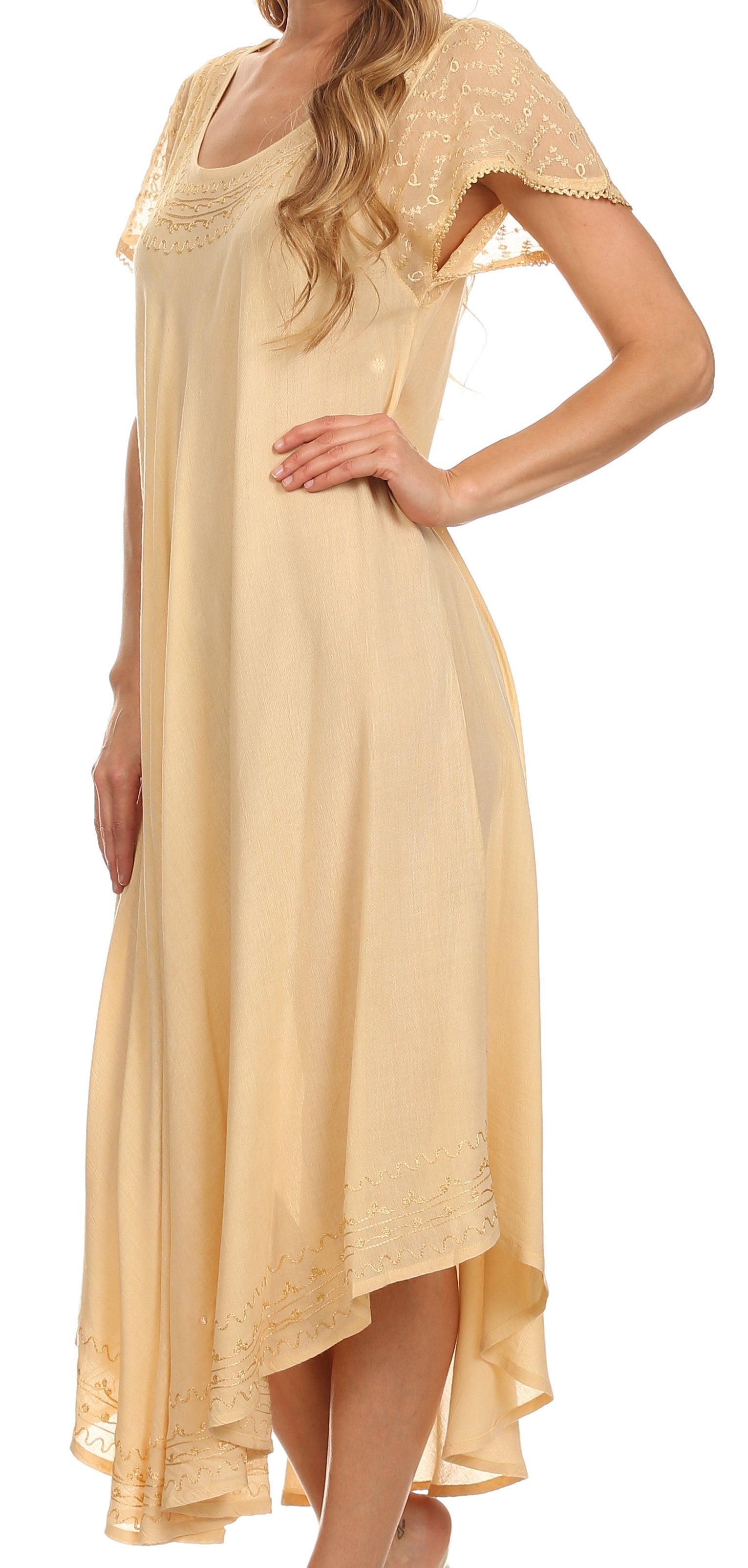 Sakkas Everyday Essentials Cap Sleeve Caftan Dress / Cover Up - Concordia Style Boutique