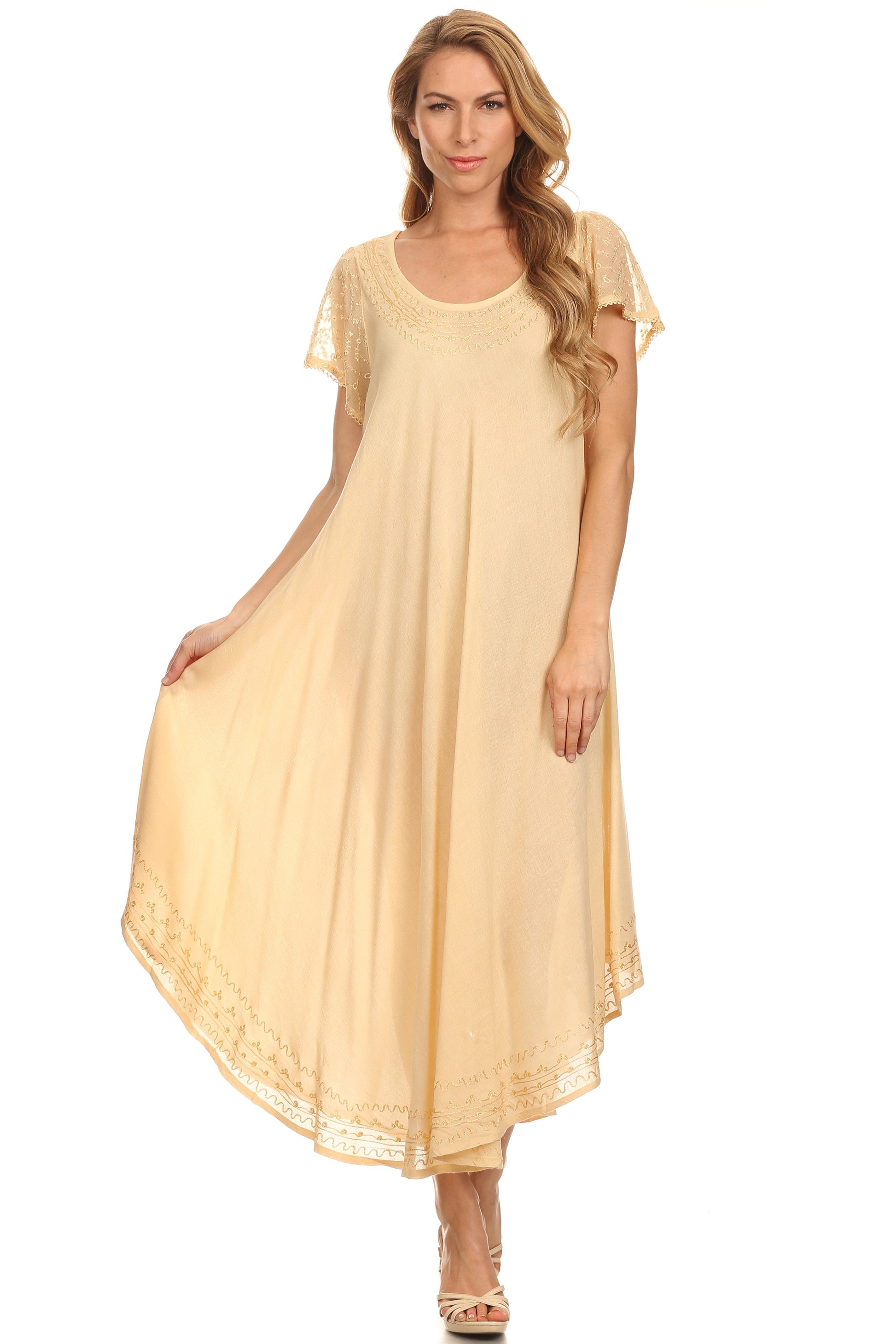 Sakkas Everyday Essentials Cap Sleeve Caftan Dress / Cover Up - Concordia Style Boutique