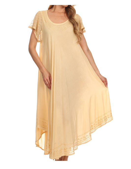 Sakkas Everyday Essentials Cap Sleeve Caftan Dress / Cover Up - Concordia Style Boutique