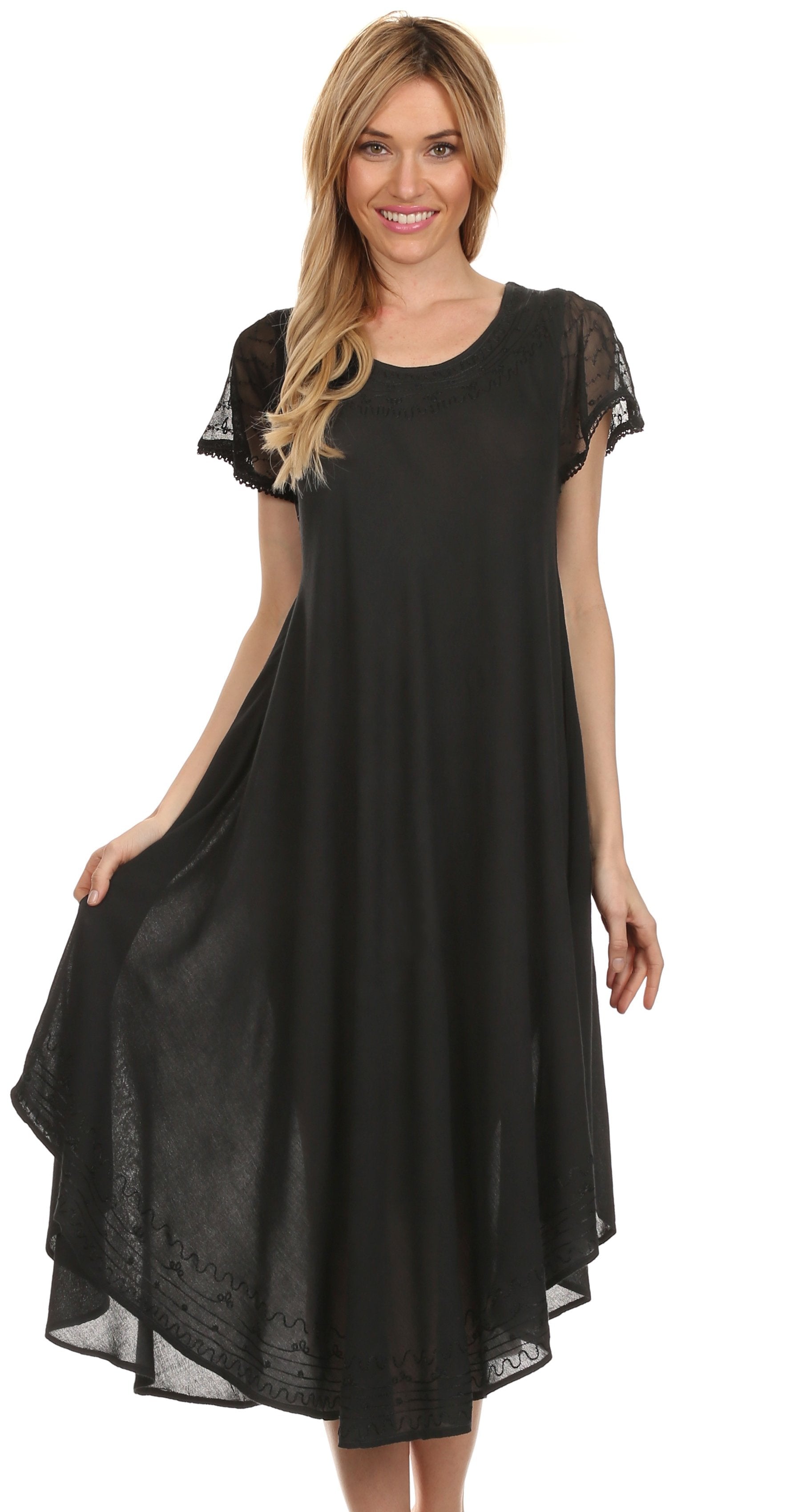 Sakkas Everyday Essentials Cap Sleeve Caftan Dress / Cover Up - Concordia Style Boutique