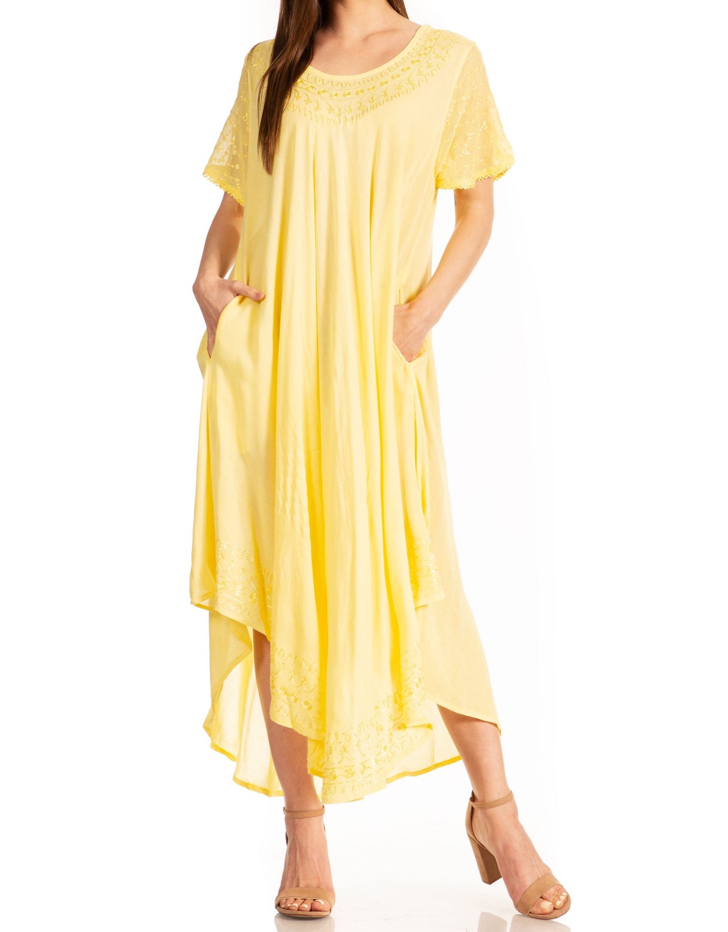 Sakkas Everyday Essentials Cap Sleeve Caftan Dress / Cover Up - Concordia Style Boutique