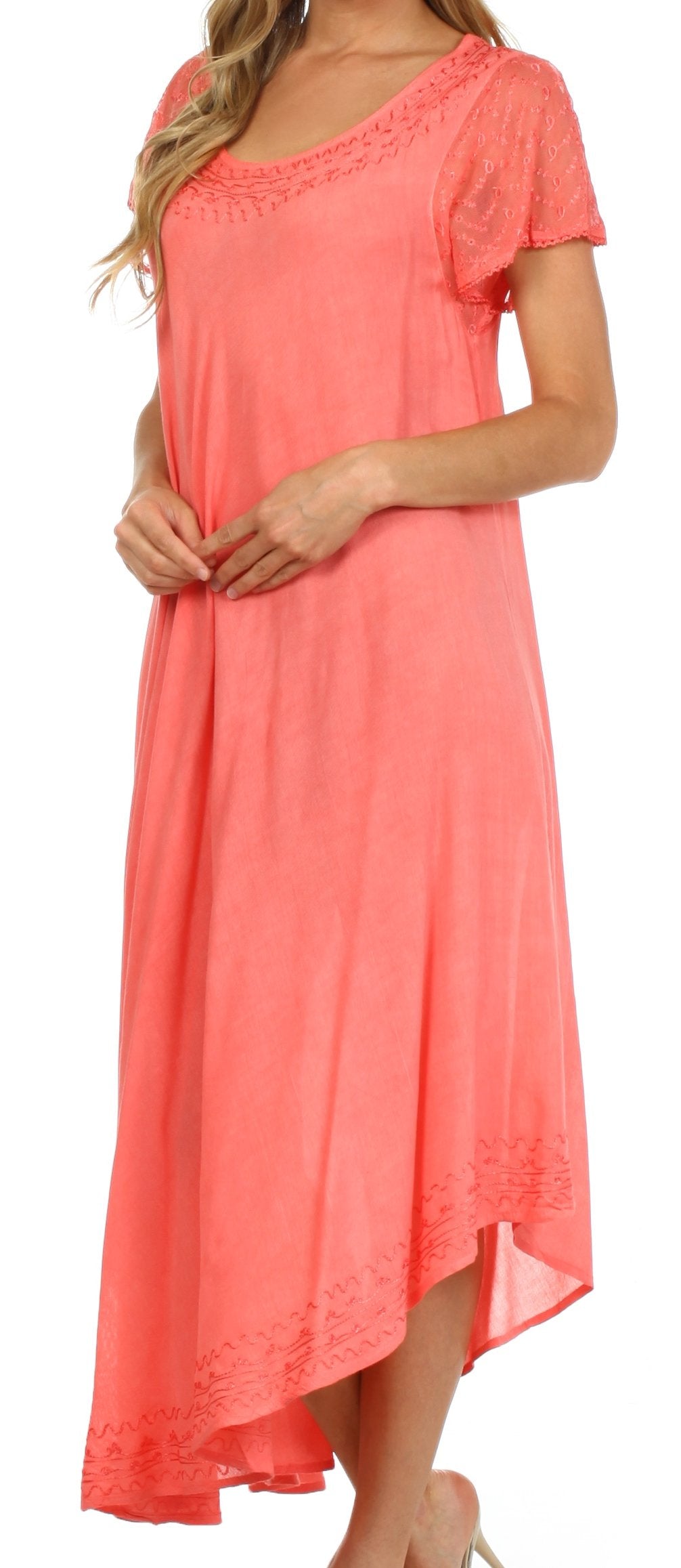Sakkas Everyday Essentials Cap Sleeve Caftan Dress / Cover Up - Concordia Style Boutique