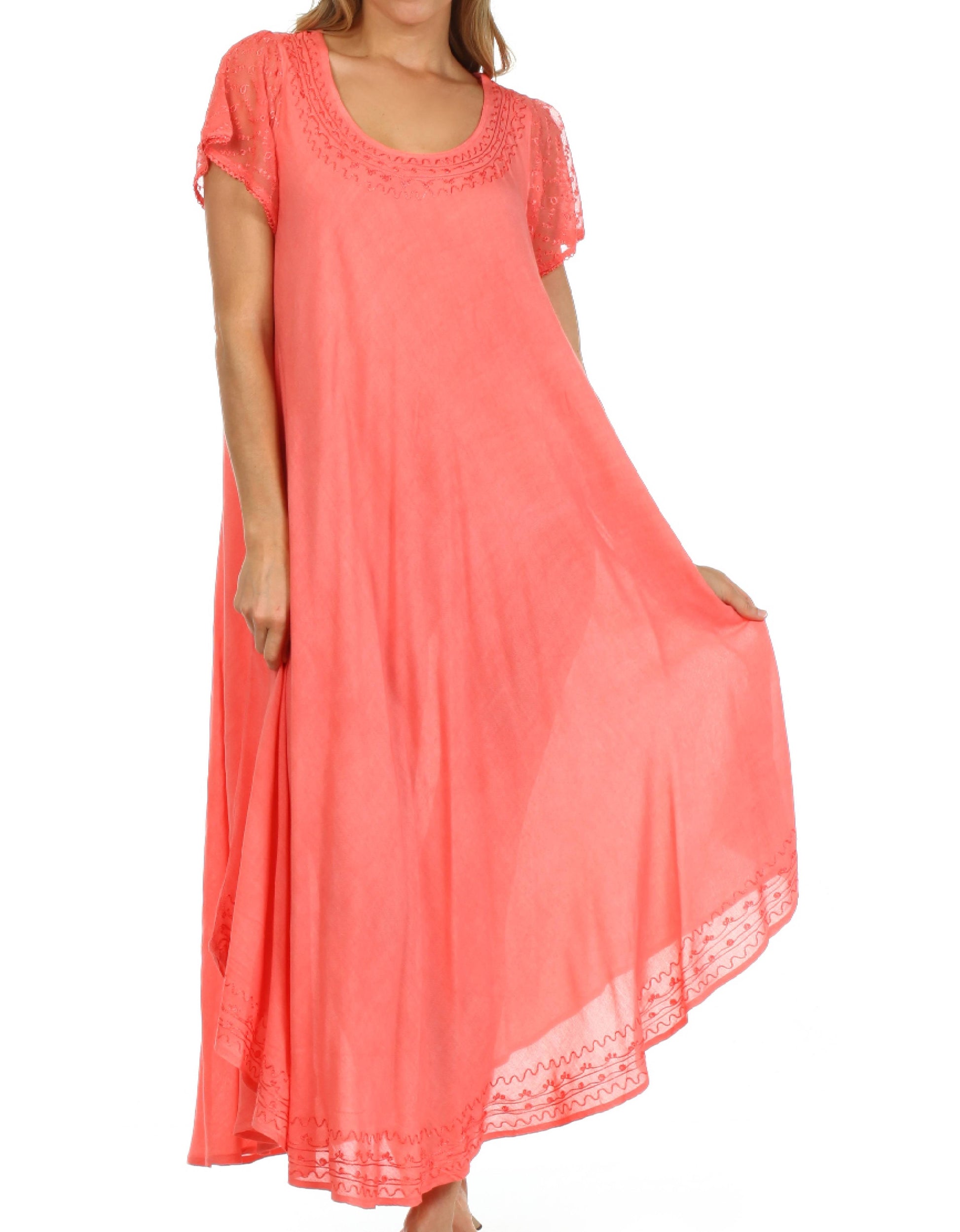 Sakkas Everyday Essentials Cap Sleeve Caftan Dress / Cover Up - Concordia Style Boutique