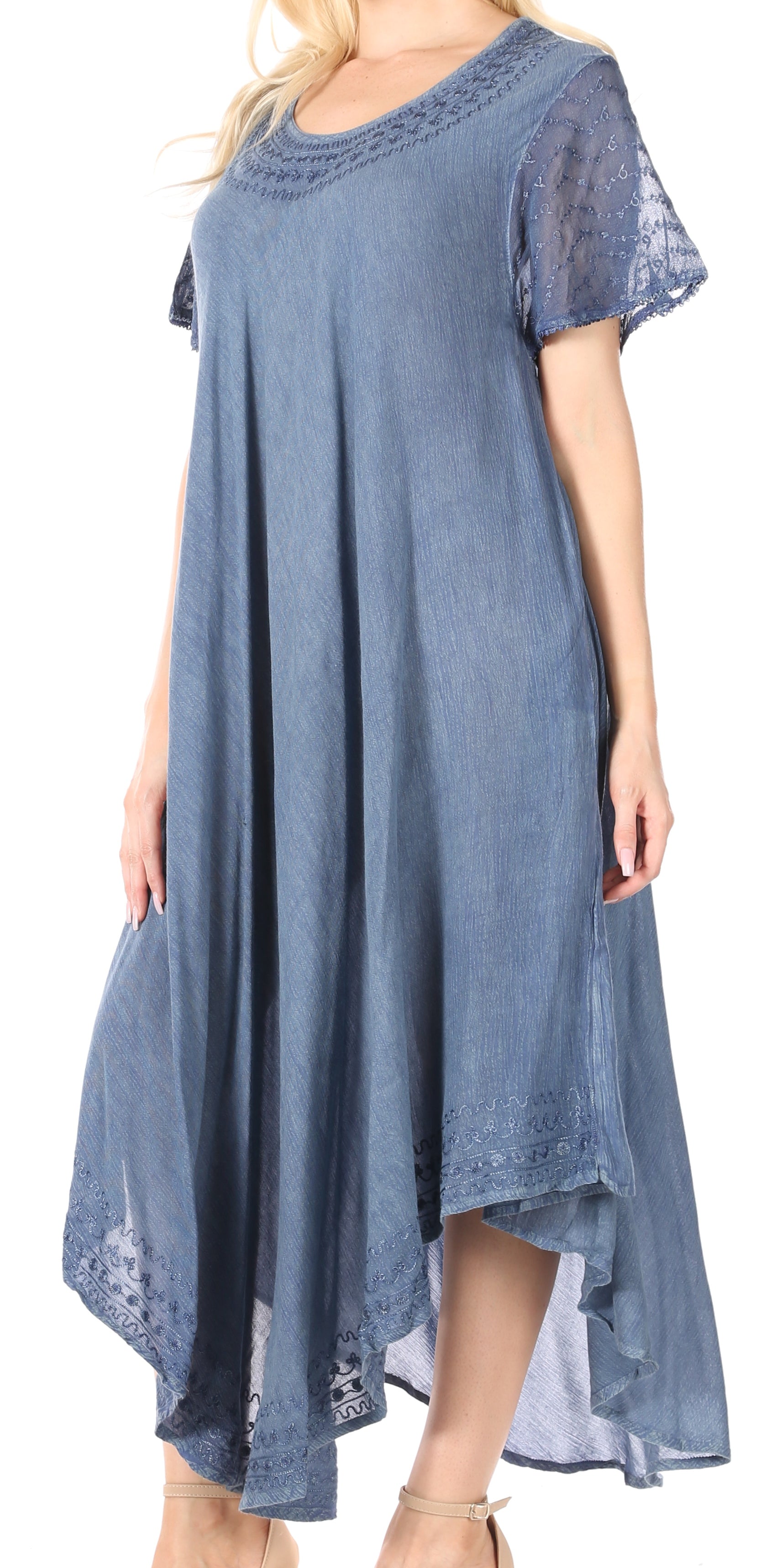 Sakkas Everyday Essentials Cap Sleeve Caftan Dress / Cover Up - Concordia Style Boutique