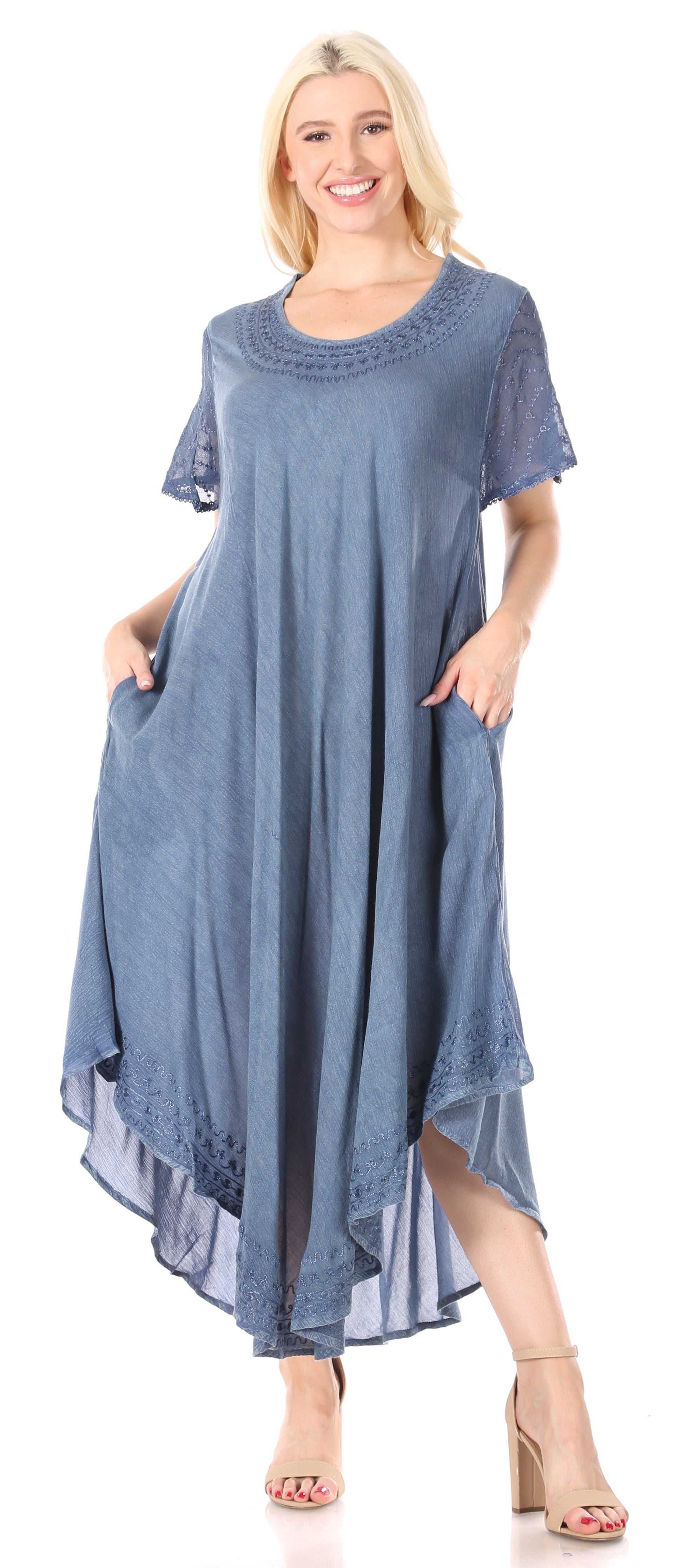 Sakkas Everyday Essentials Cap Sleeve Caftan Dress / Cover Up - Concordia Style Boutique