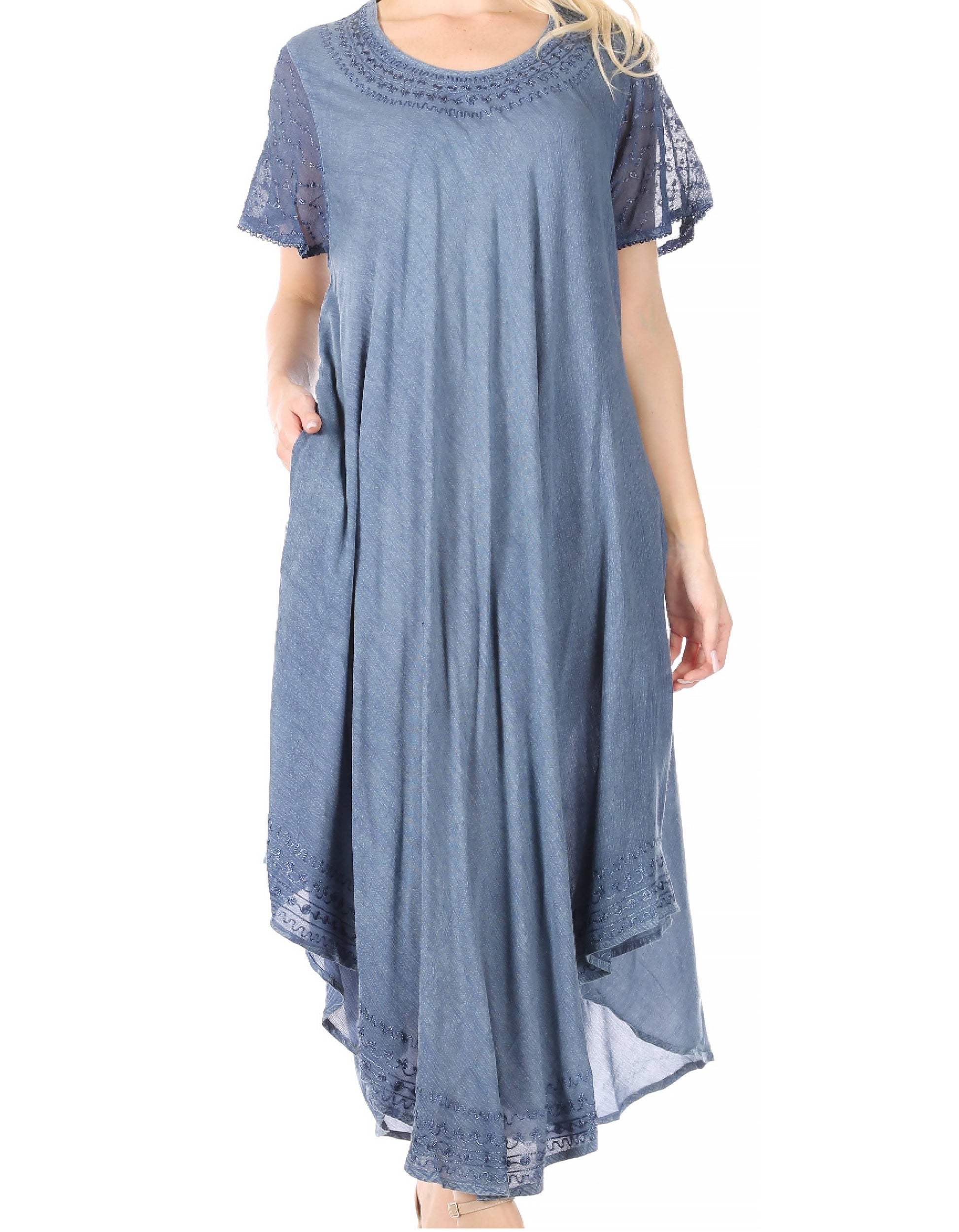 Sakkas Everyday Essentials Cap Sleeve Caftan Dress / Cover Up - Concordia Style Boutique