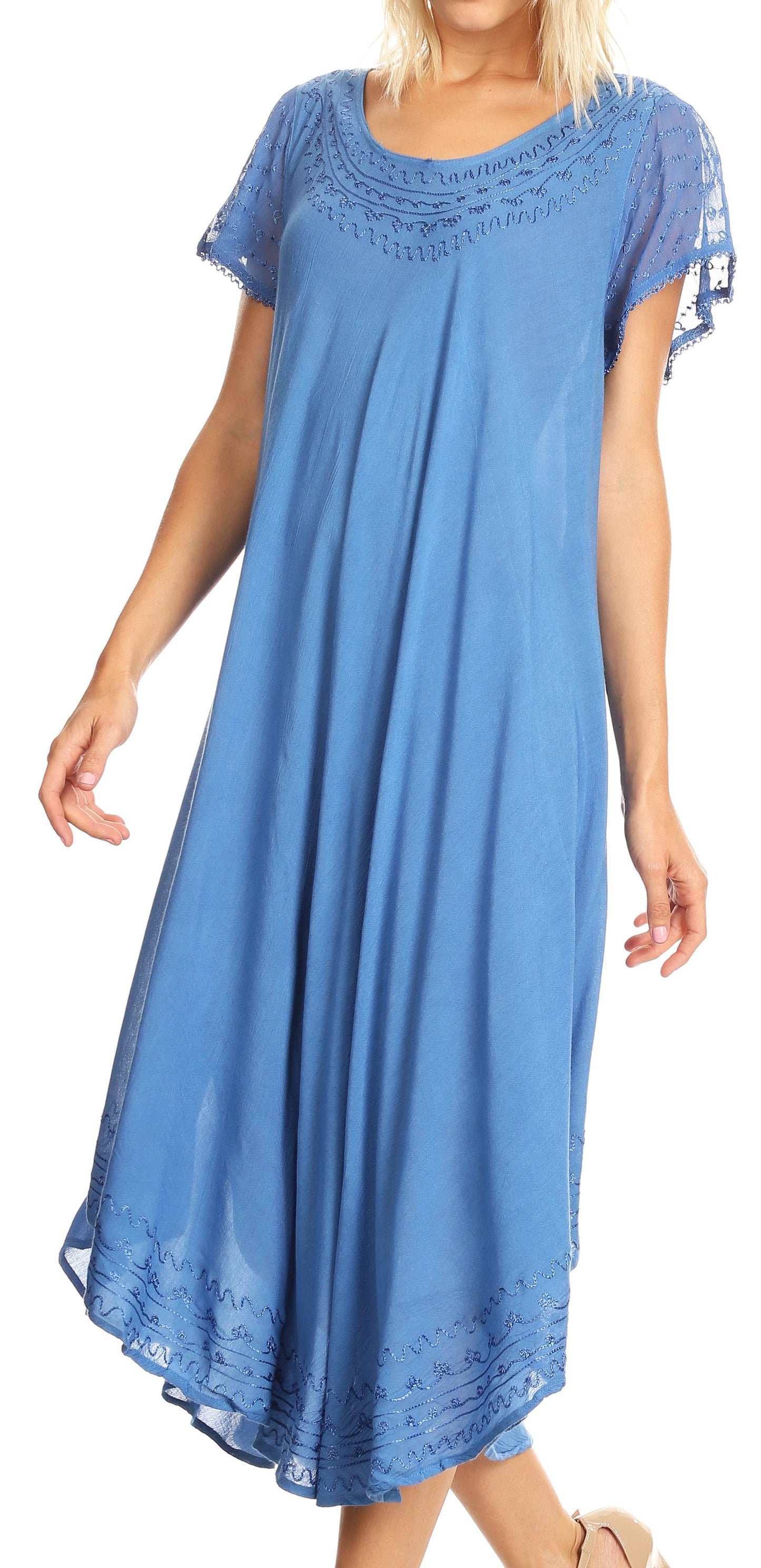 Sakkas Everyday Essentials Cap Sleeve Caftan Dress / Cover Up - Concordia Style Boutique