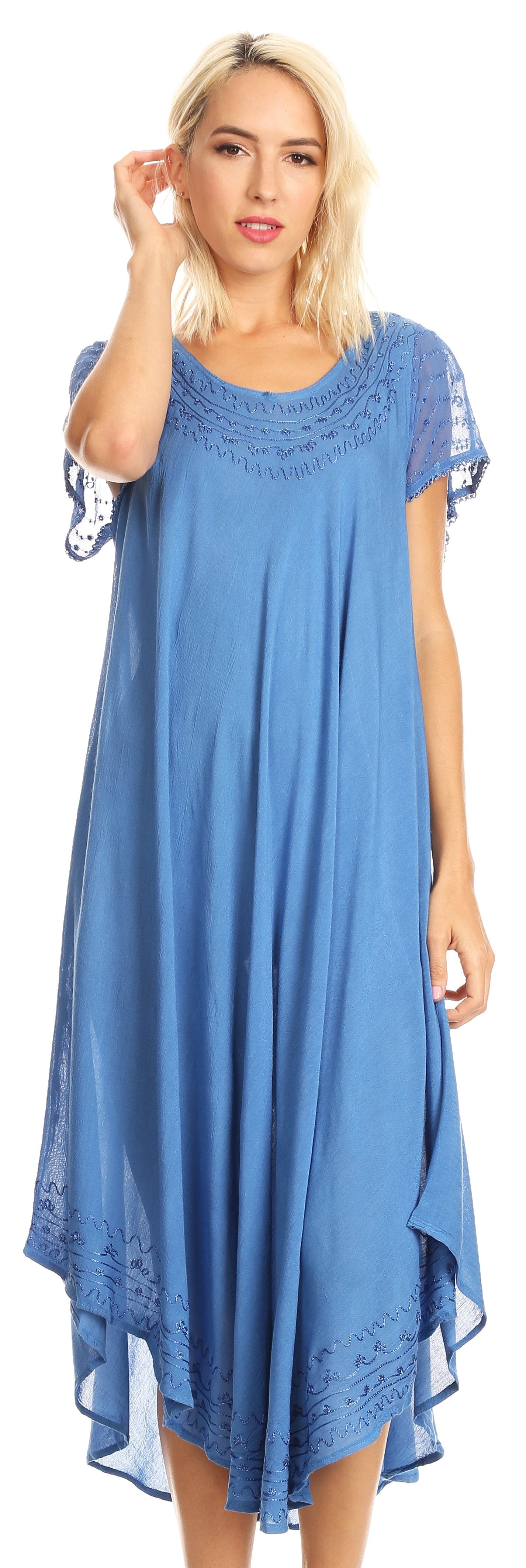Sakkas Everyday Essentials Cap Sleeve Caftan Dress / Cover Up - Concordia Style Boutique