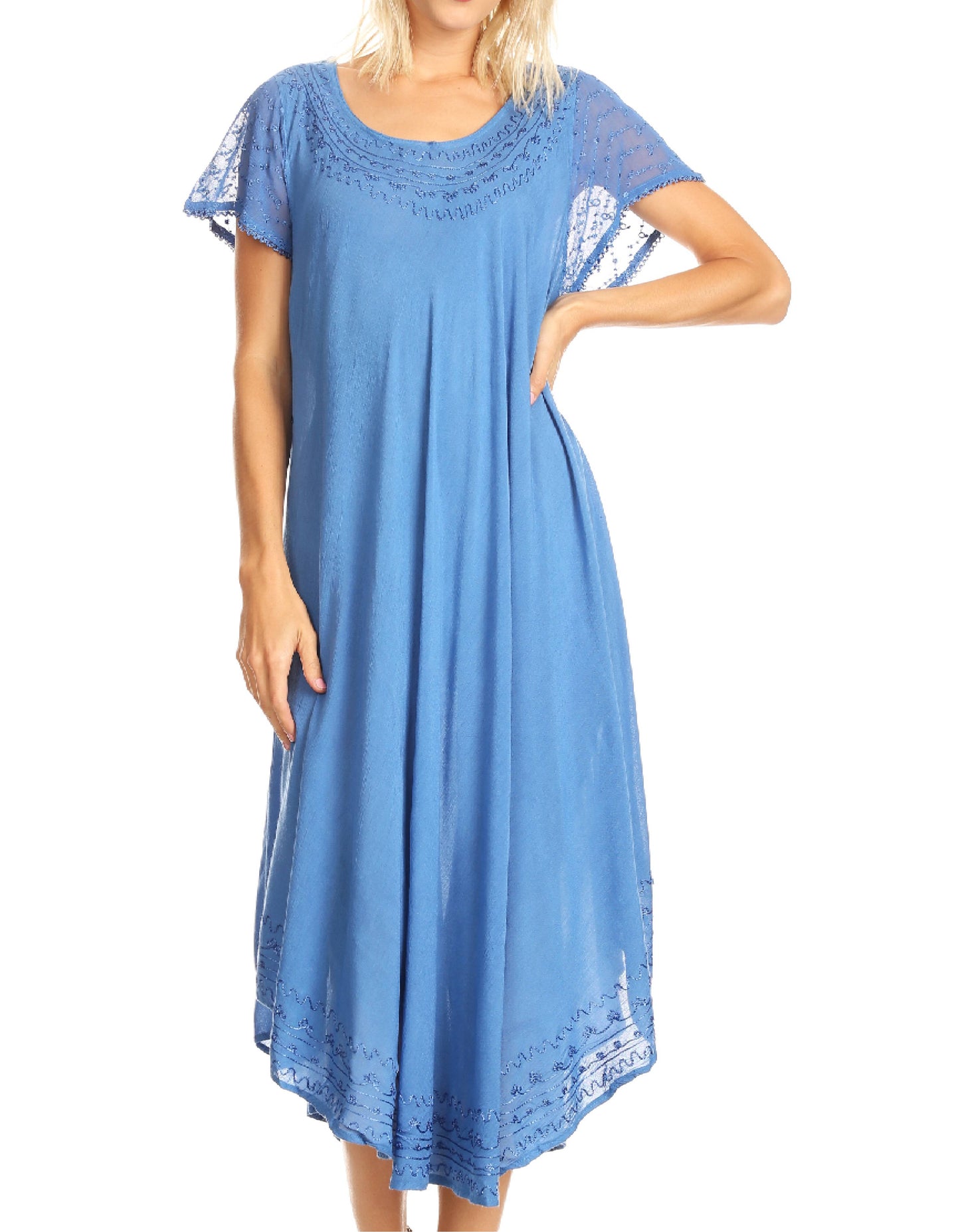 Sakkas Everyday Essentials Cap Sleeve Caftan Dress / Cover Up - Concordia Style Boutique