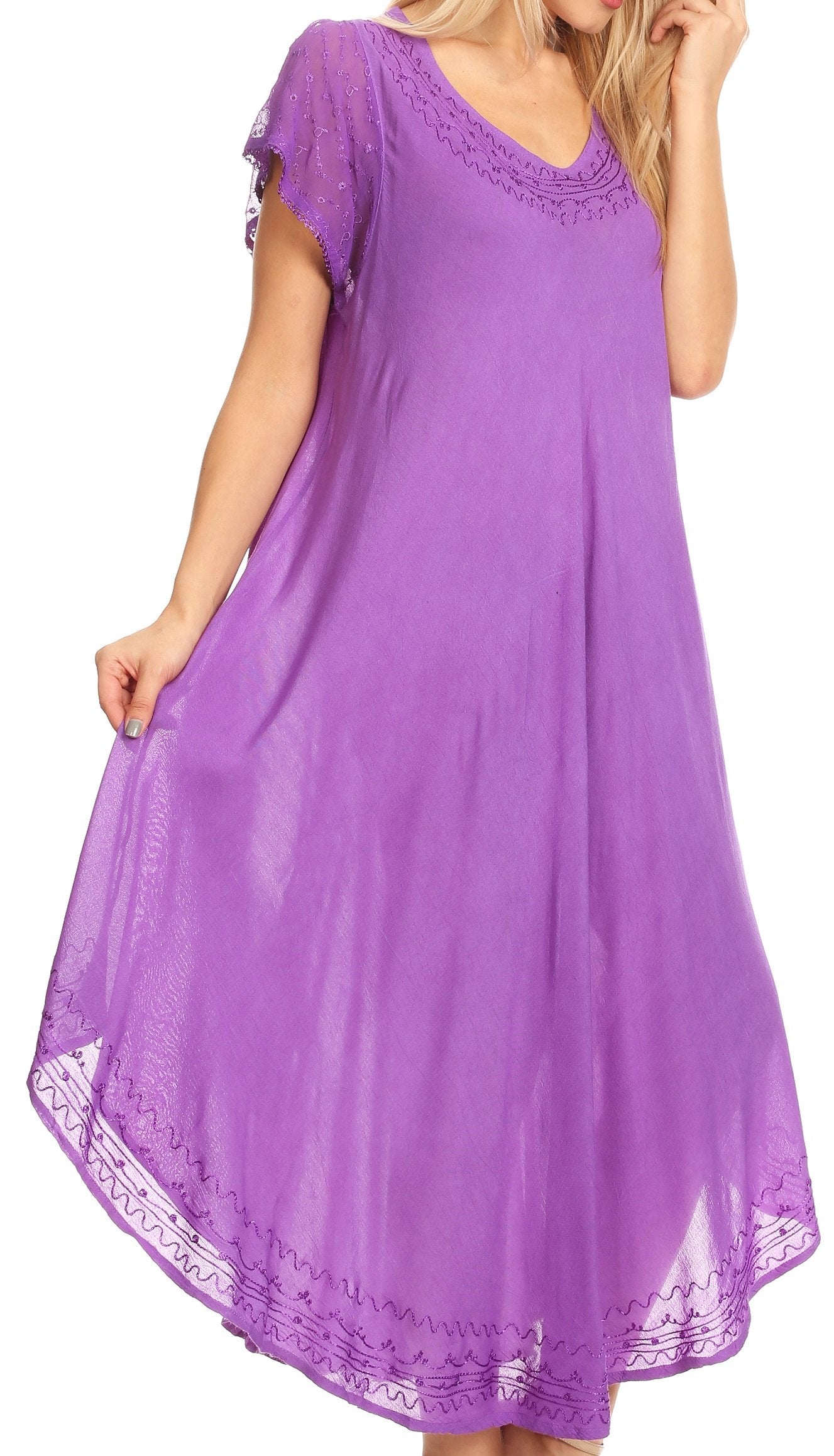 Sakkas Everyday Essentials Cap Sleeve Caftan Dress / Cover Up - Concordia Style Boutique