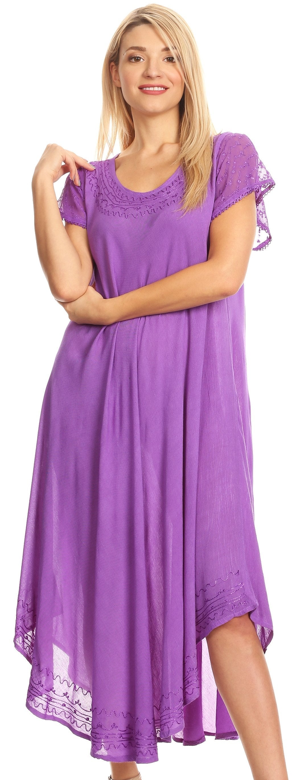 Sakkas Everyday Essentials Cap Sleeve Caftan Dress / Cover Up - Concordia Style Boutique