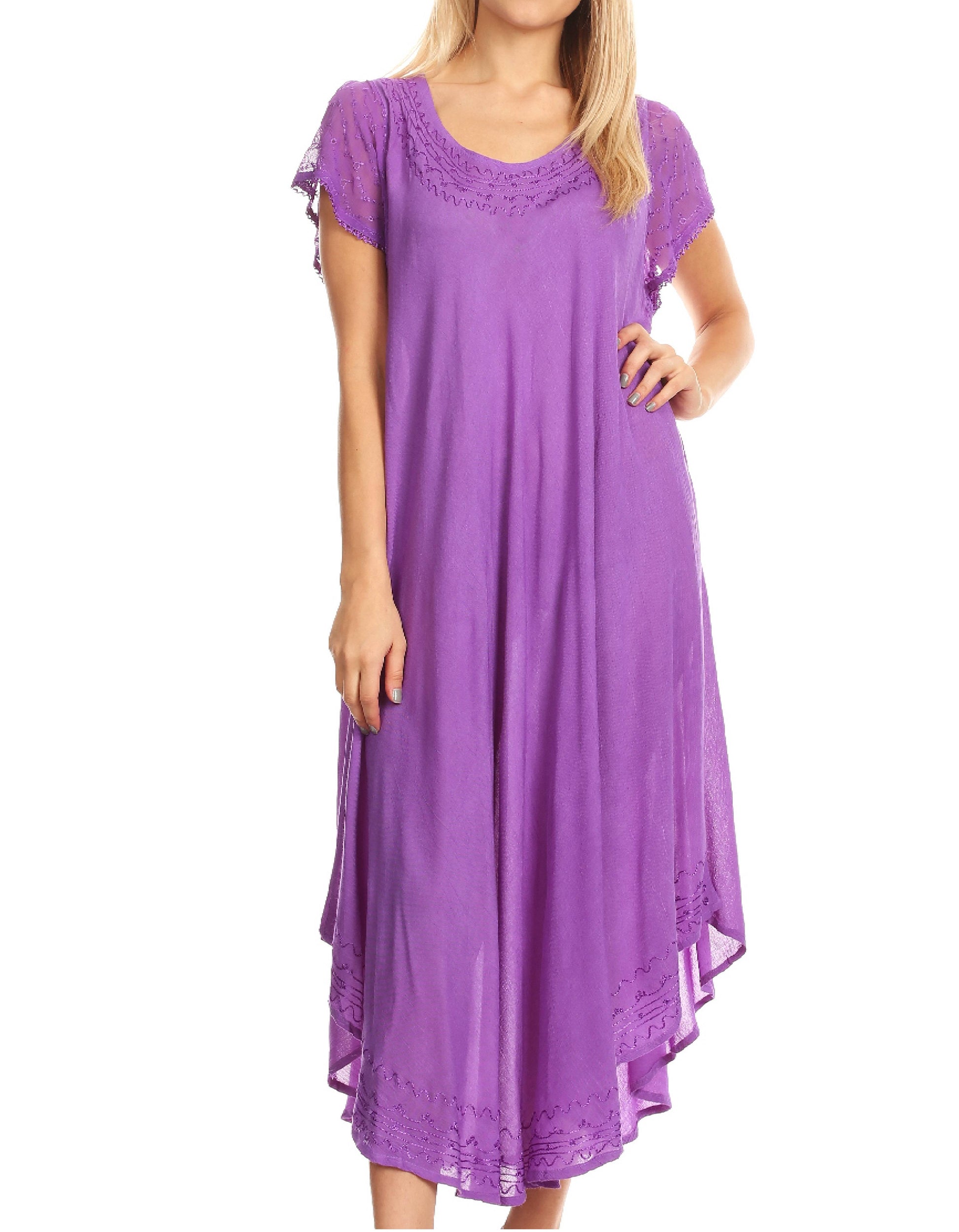 Sakkas Everyday Essentials Cap Sleeve Caftan Dress / Cover Up - Concordia Style Boutique