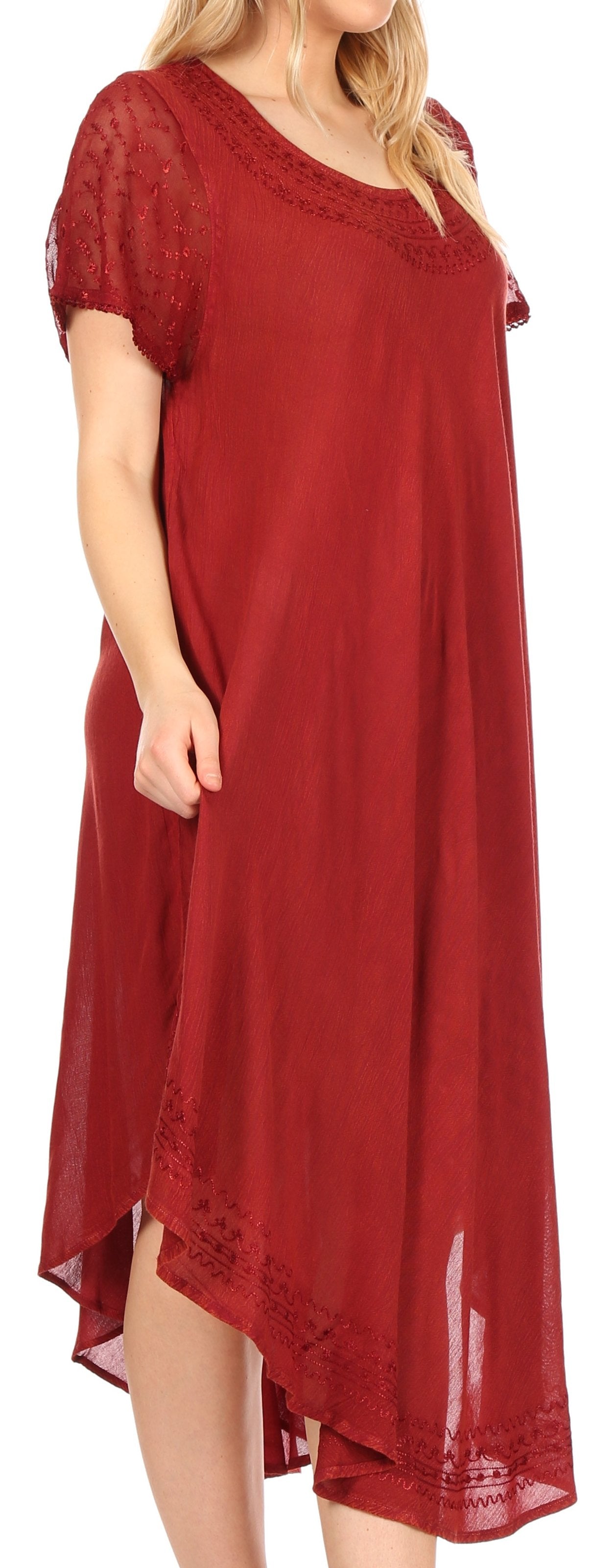 Sakkas Everyday Essentials Cap Sleeve Caftan Dress / Cover Up - Concordia Style Boutique