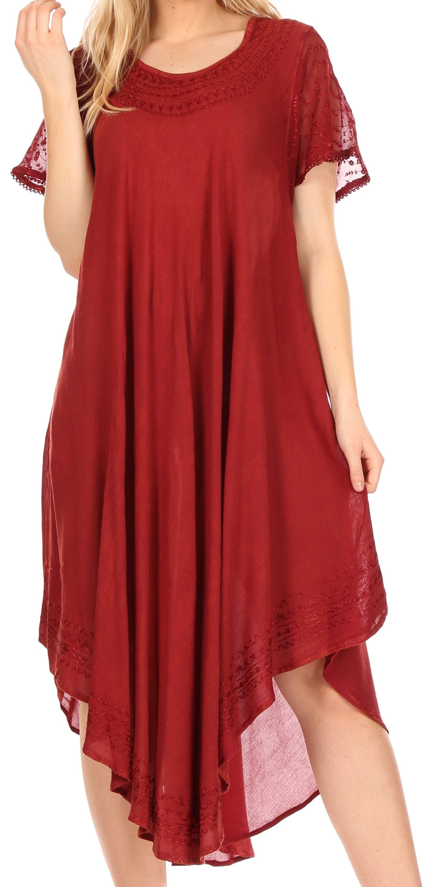 Sakkas Everyday Essentials Cap Sleeve Caftan Dress / Cover Up - Concordia Style Boutique