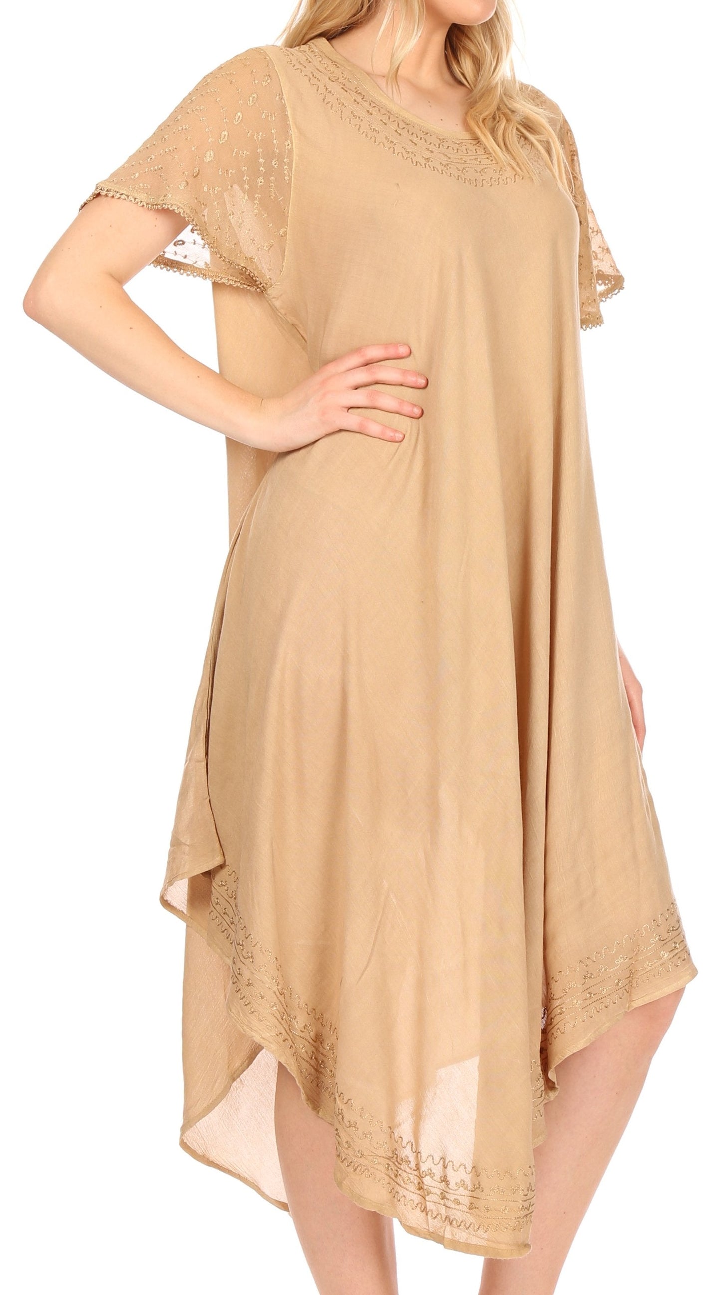 Sakkas Everyday Essentials Cap Sleeve Caftan Dress / Cover Up - Concordia Style Boutique