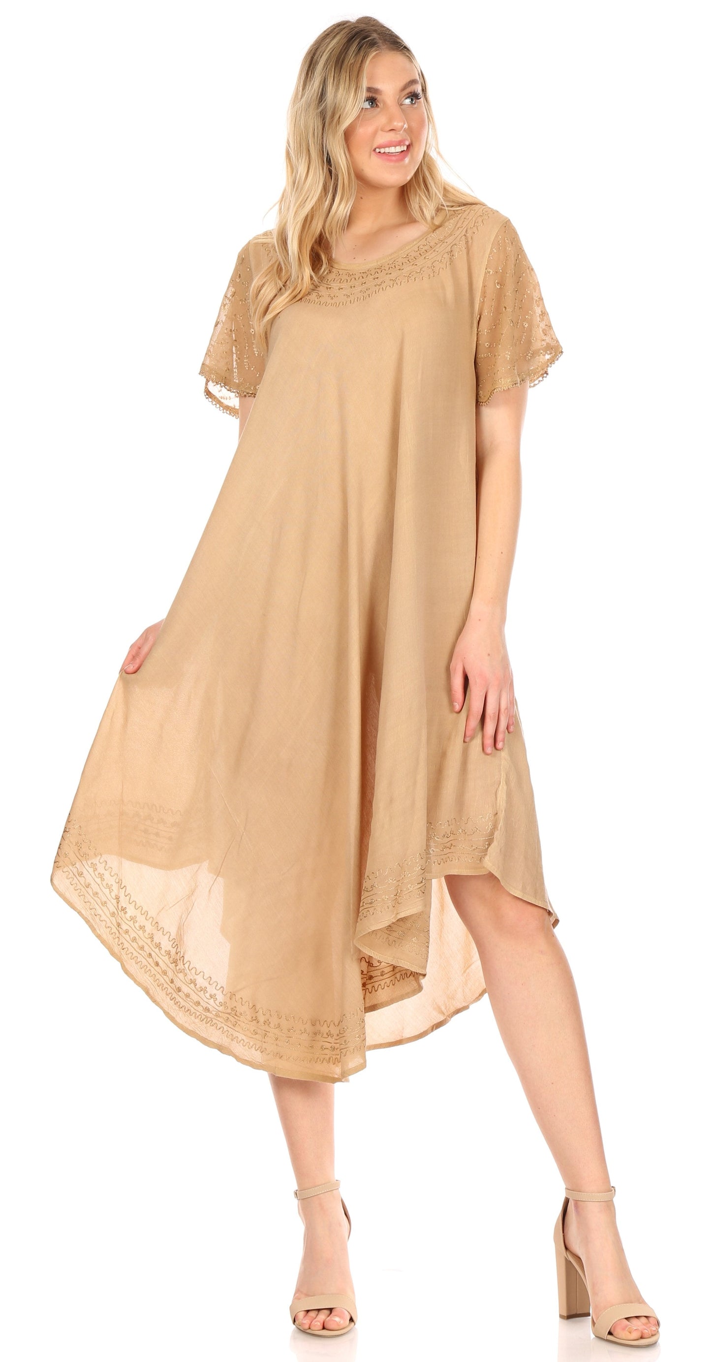 Sakkas Everyday Essentials Cap Sleeve Caftan Dress / Cover Up - Concordia Style Boutique
